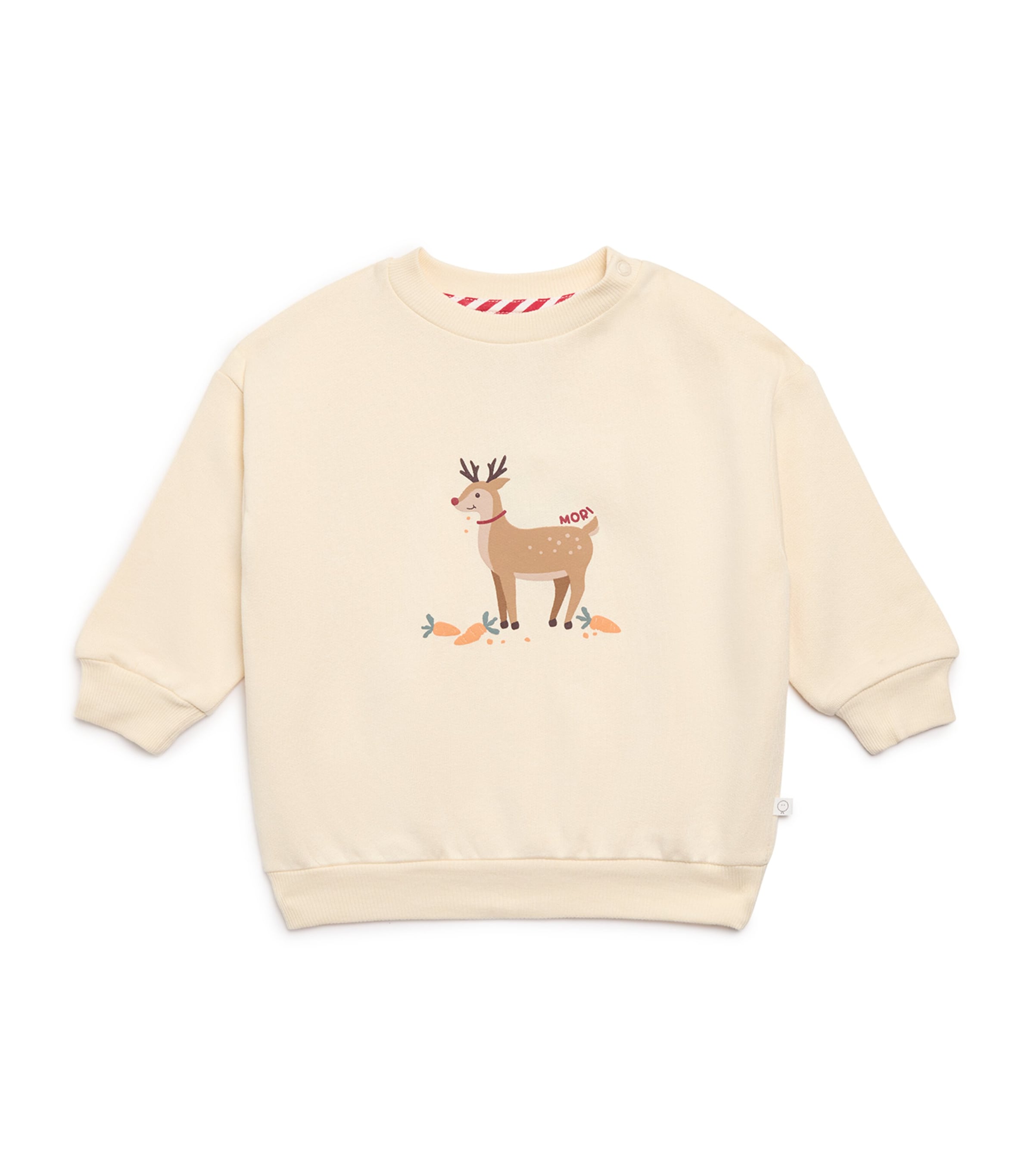Mori Reindeer Print Sweater In Neutral