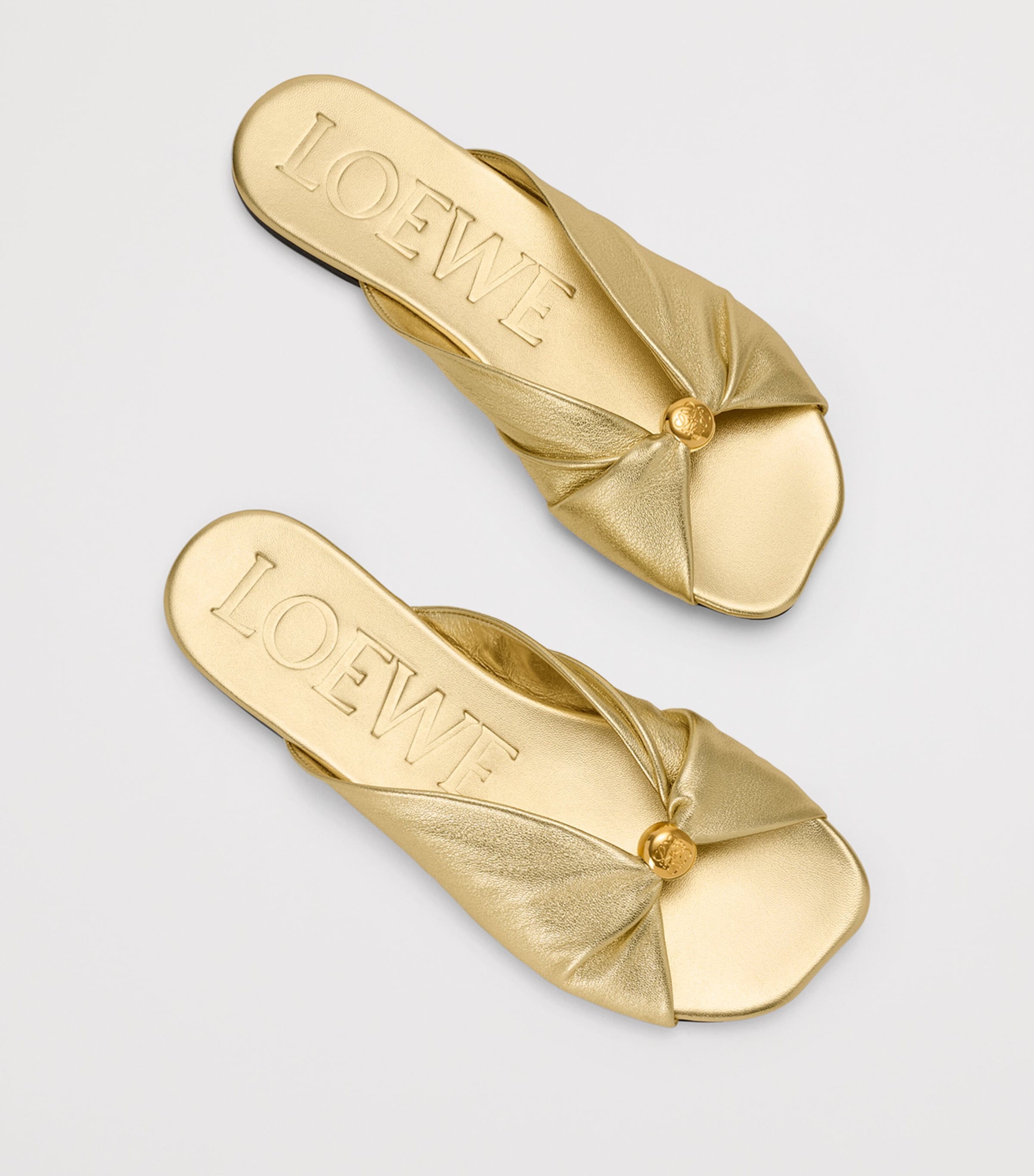 LOEWE x Paula's Ibiza Metallic Leather Pebble Slides Gold Image 2