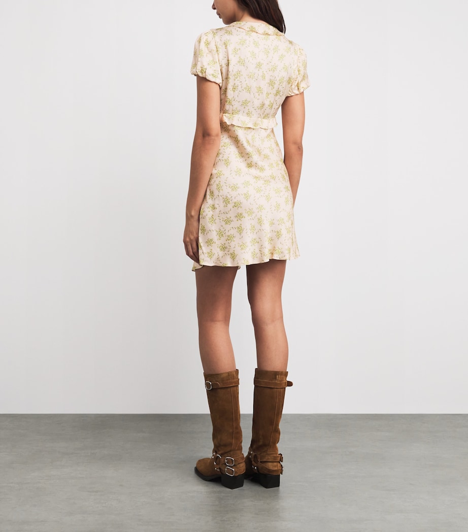 Sandro Paris Womens Floral Print Ruffle-Detail Mini Dress Light Pink Image 4