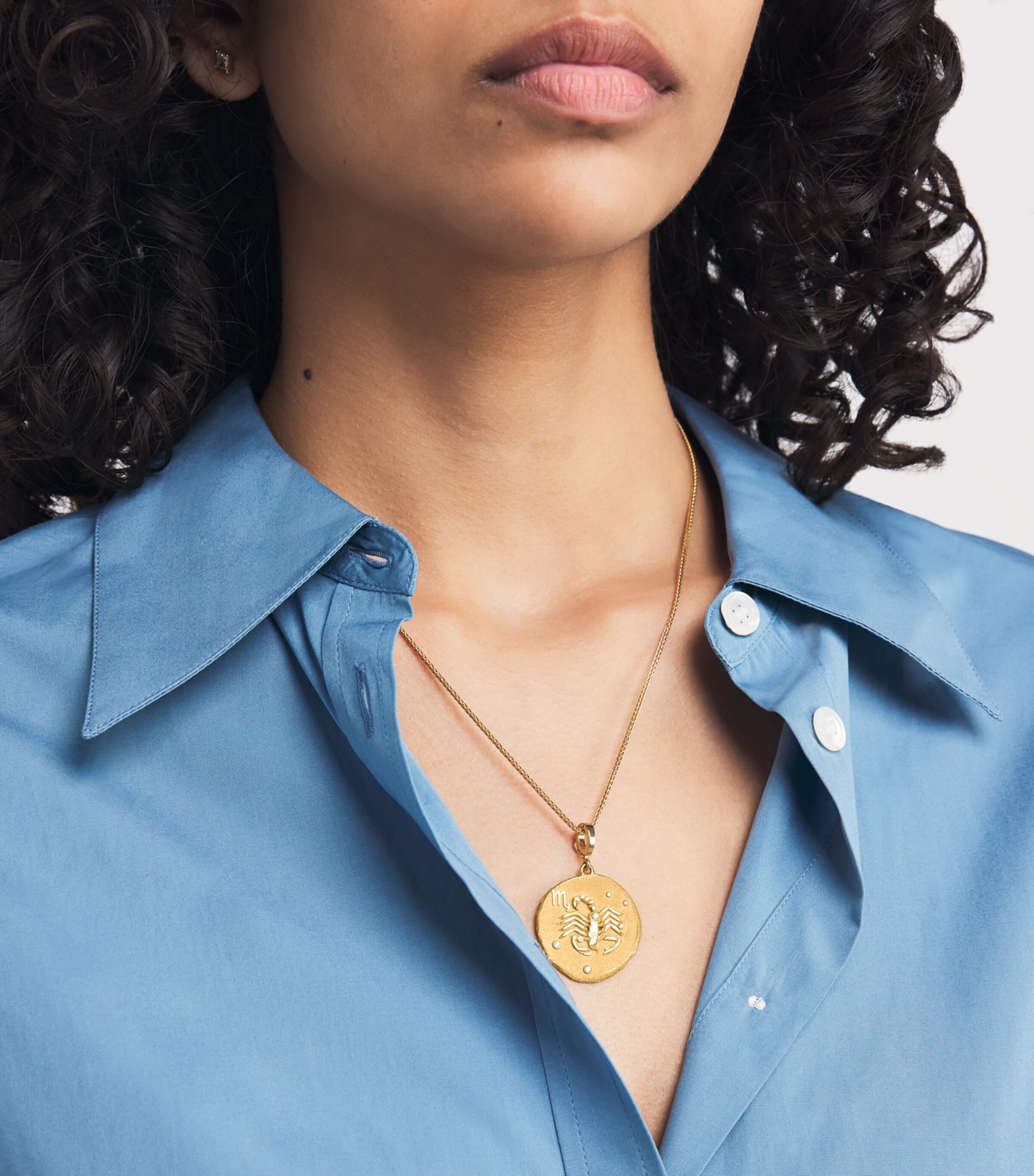 Large Yellow Gold and Diamond Scorpio Coin Charm YELLOW GOLD Image 2