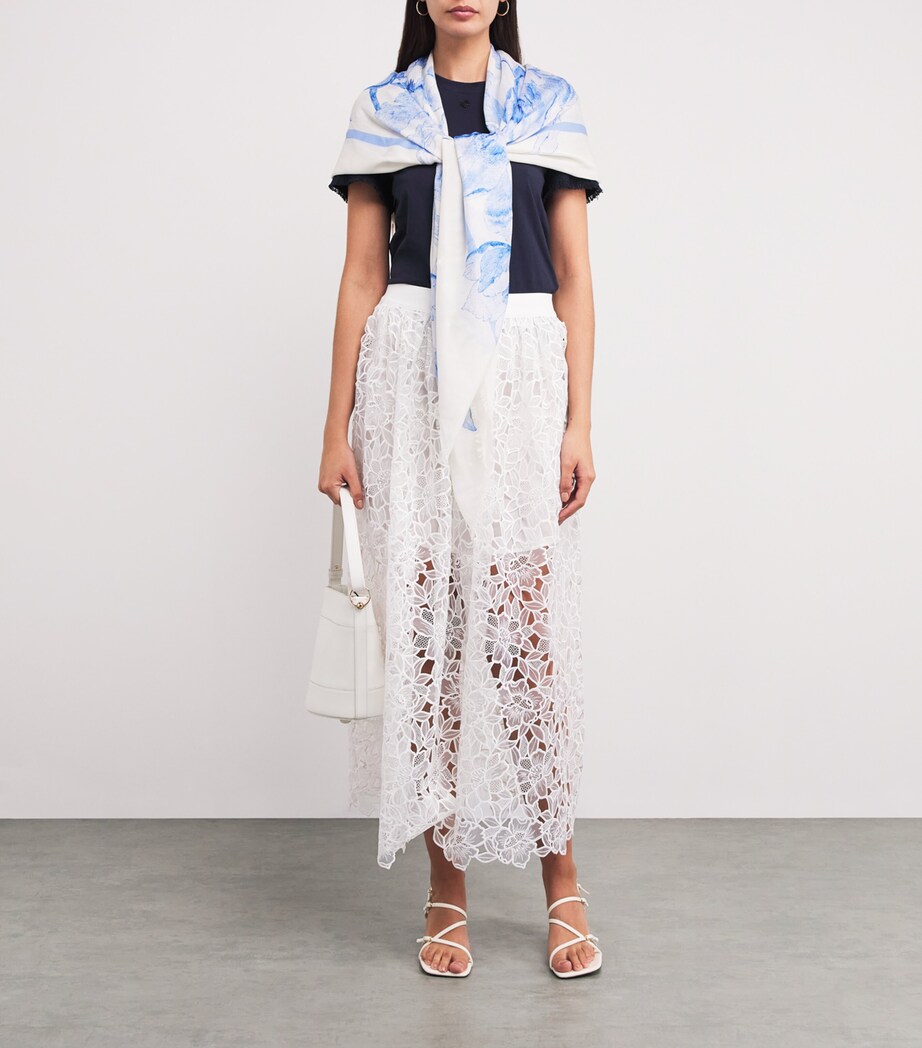 Printed Square Scarf WHITE/BLUE Image 4