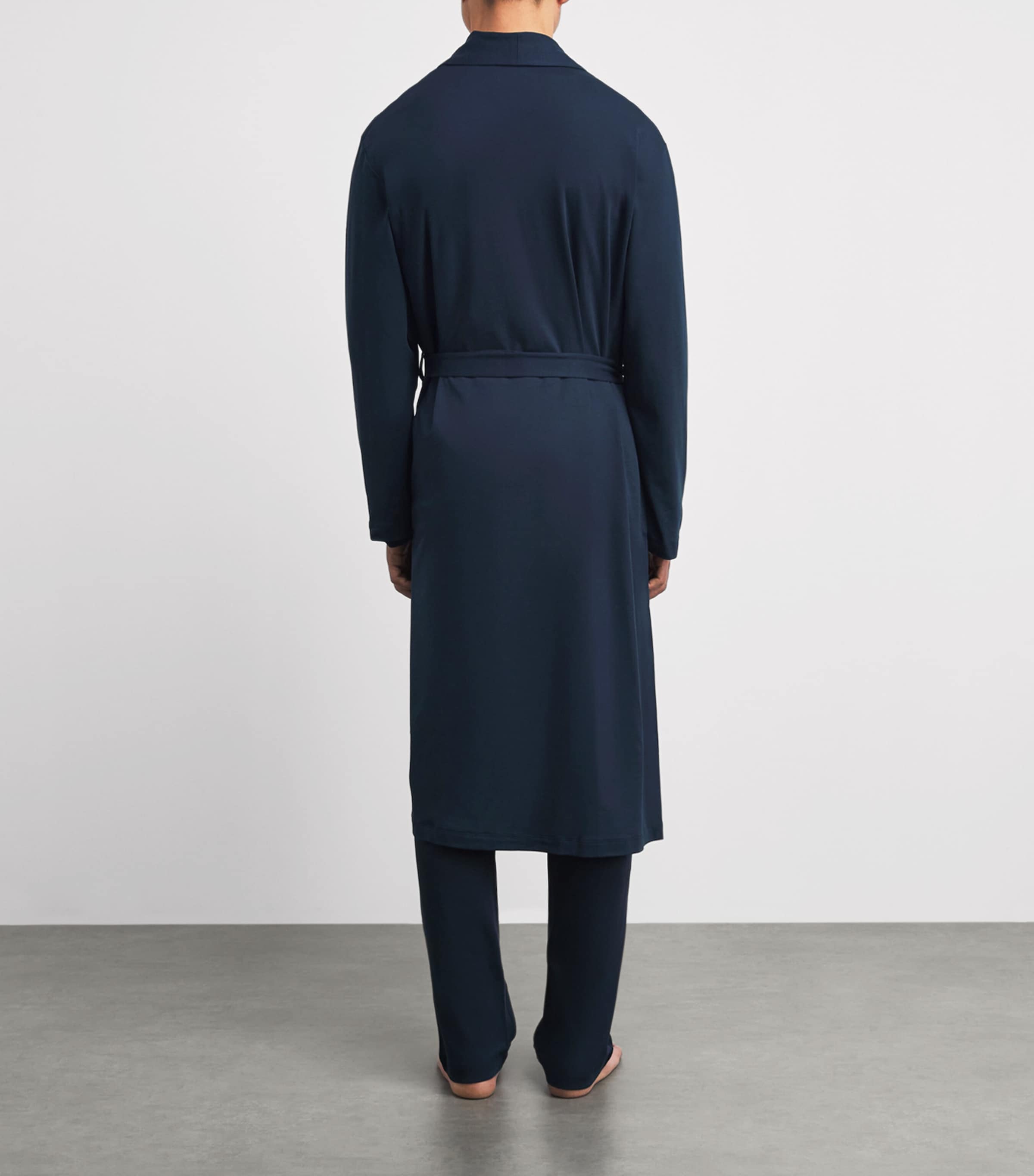 Hanro Mens Cotton Night & Day Robe Deep Navy Image 5