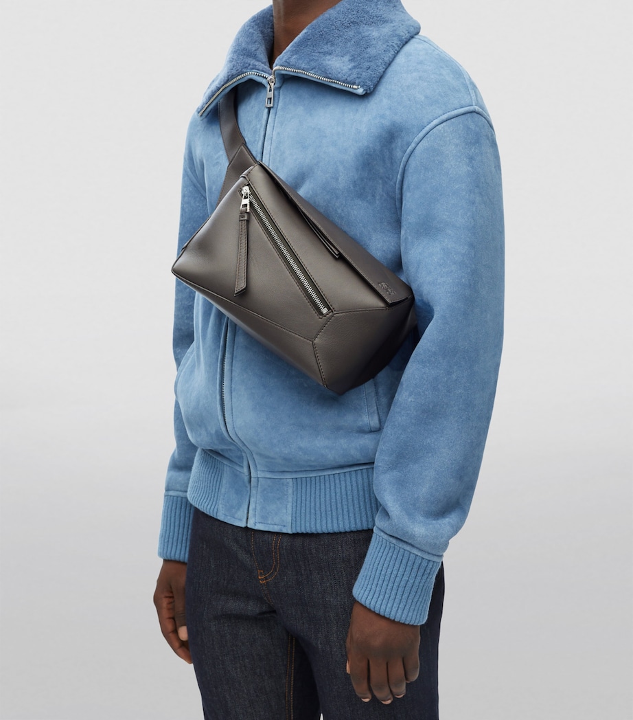 Small Leather Puzzle Belt Bag DARK GREY Image 6