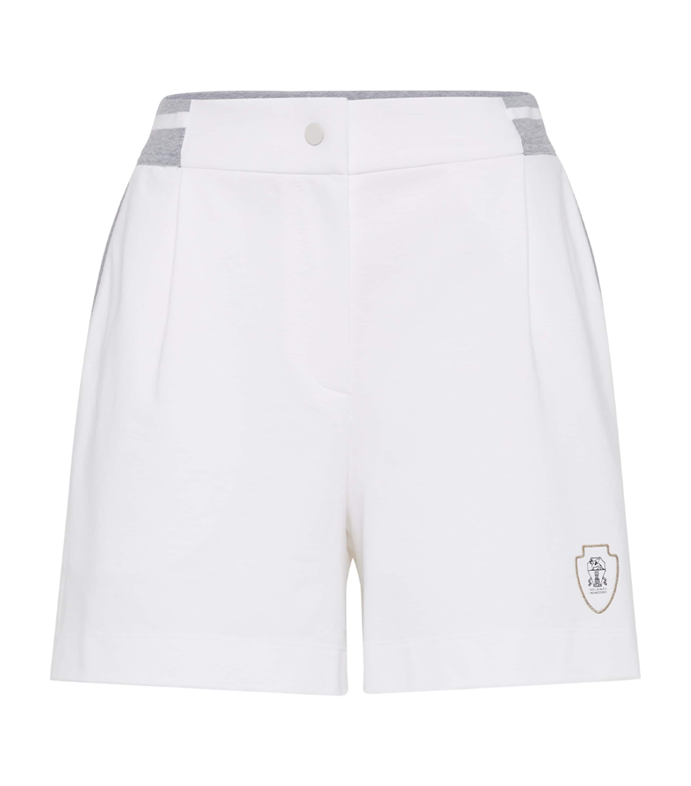 Shop Brunello Cucinelli Stretch-cotton French Terry Shorts In White