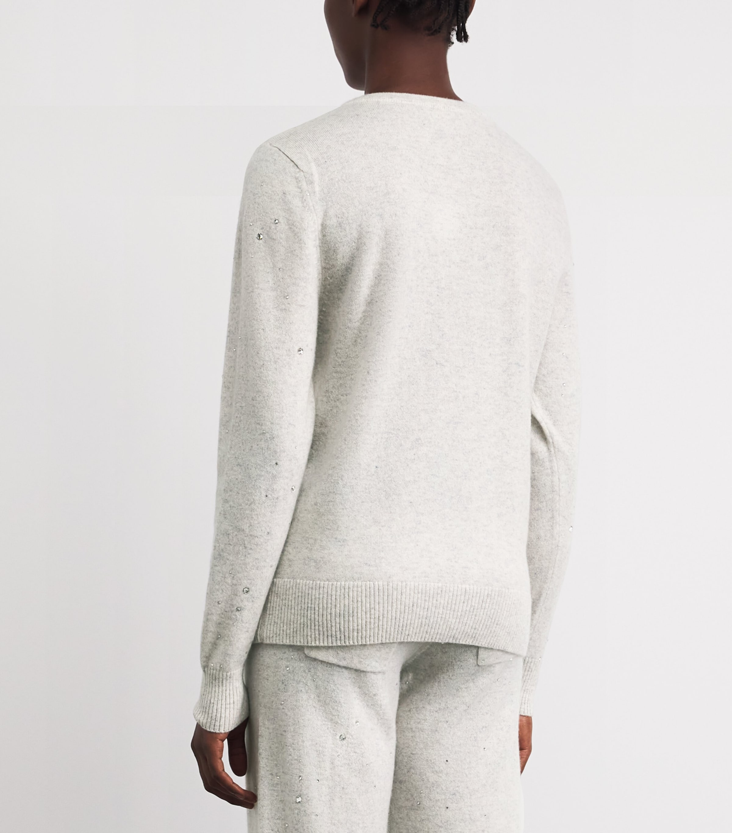 William Sharp Womens Cashmere Swarovski Crystal-Embellished Sweater Silverhaze Crystal Image 5