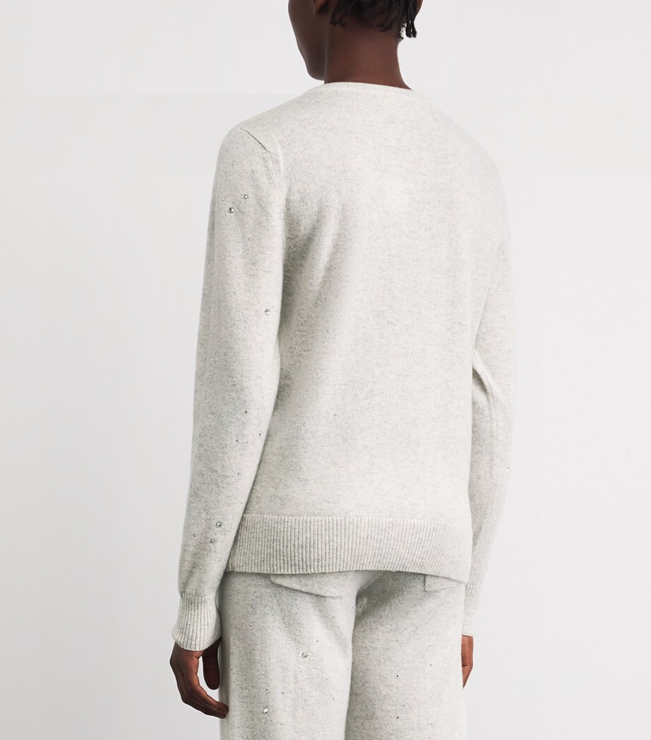 William Sharp Womens Cashmere Swarovski Crystal-Embellished Sweater Silverhaze Crystal Image 5