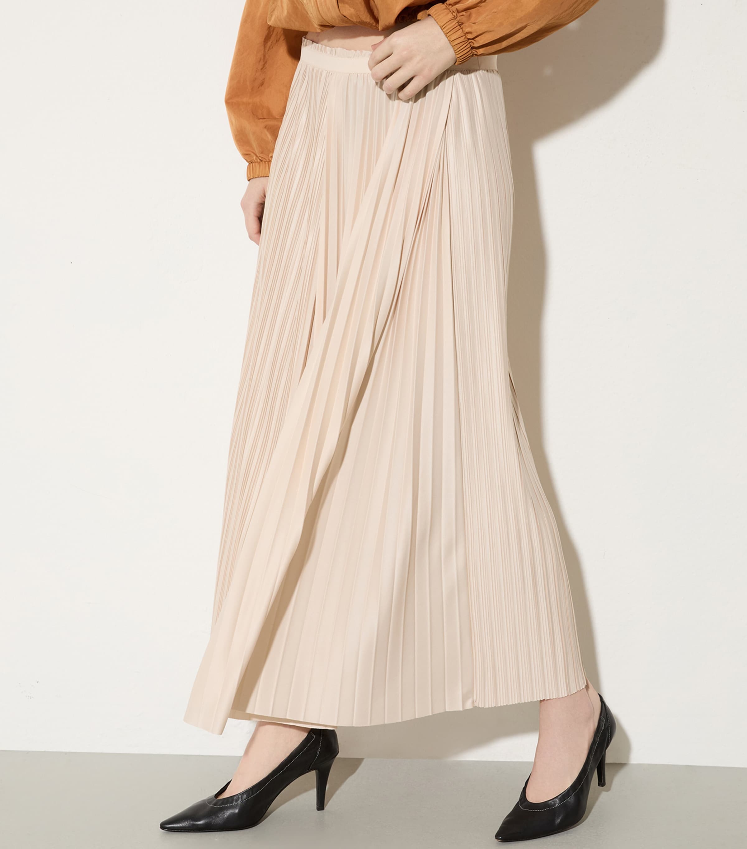 Jersey Pleated Maxi Skirt POWDER Image 4