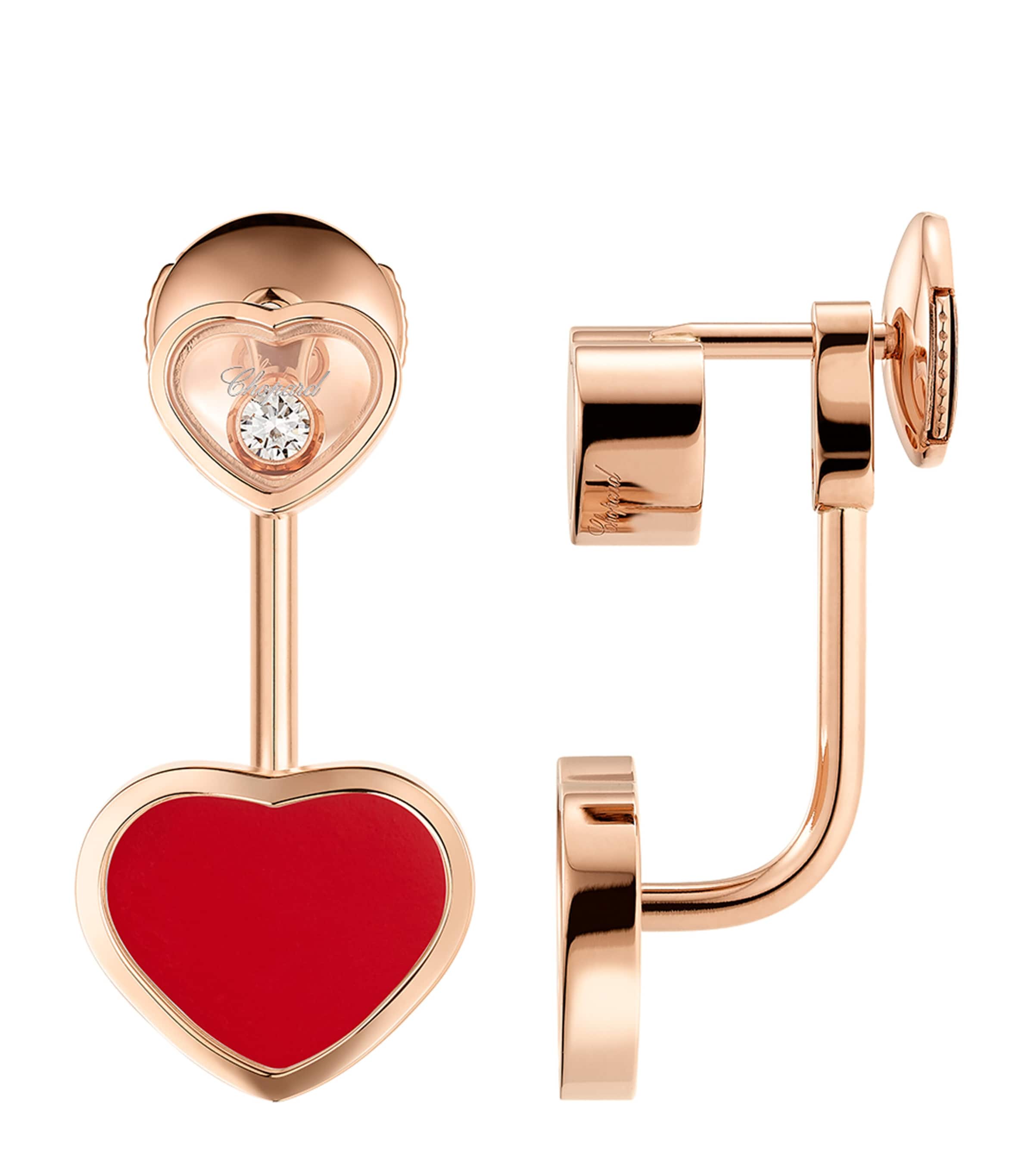 Rose Gold and Diamond Happy Hearts Earrings 18K ROSE GOLD Image 3