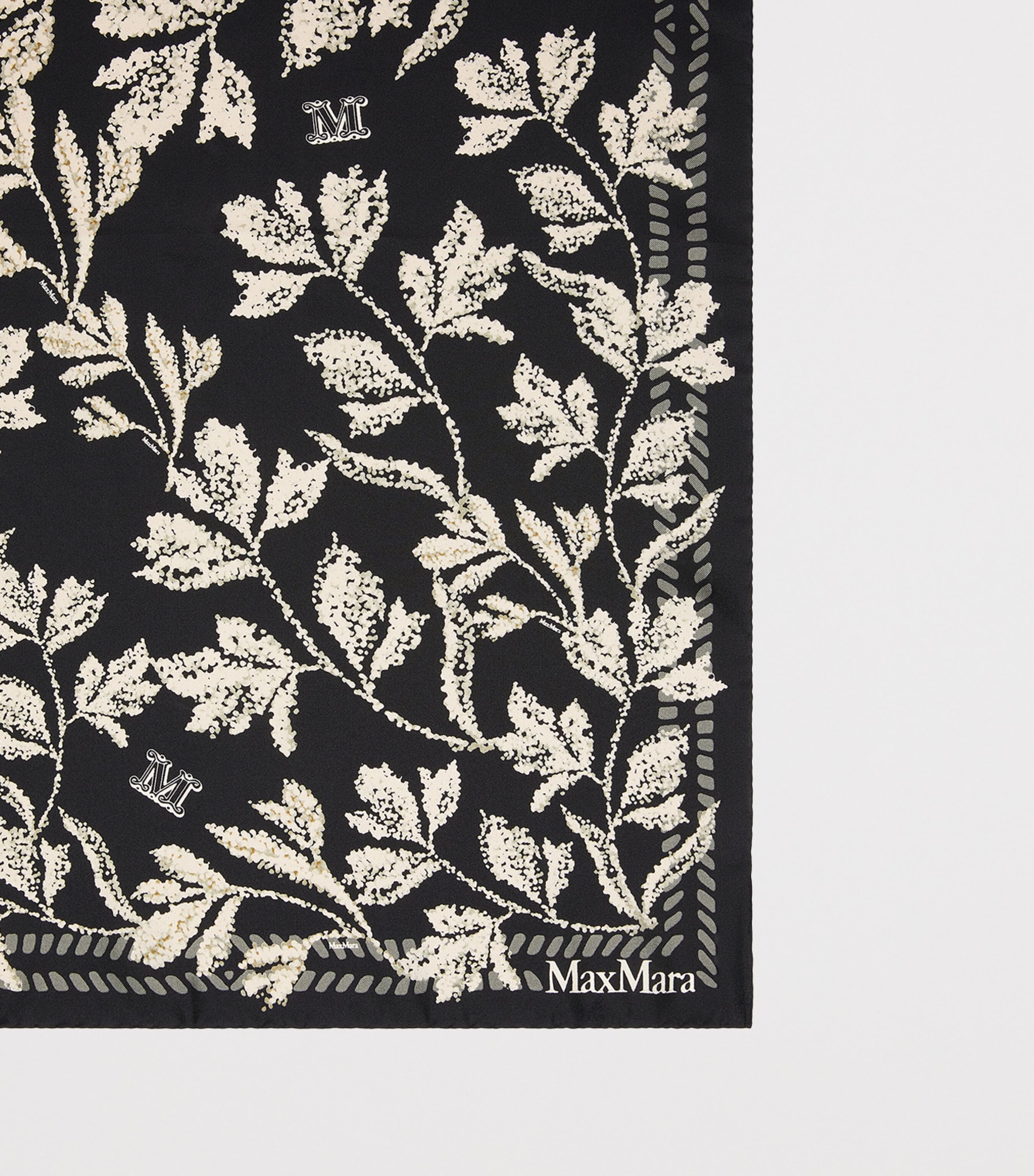 Silk Printed Square Scarf BLACK Image 2