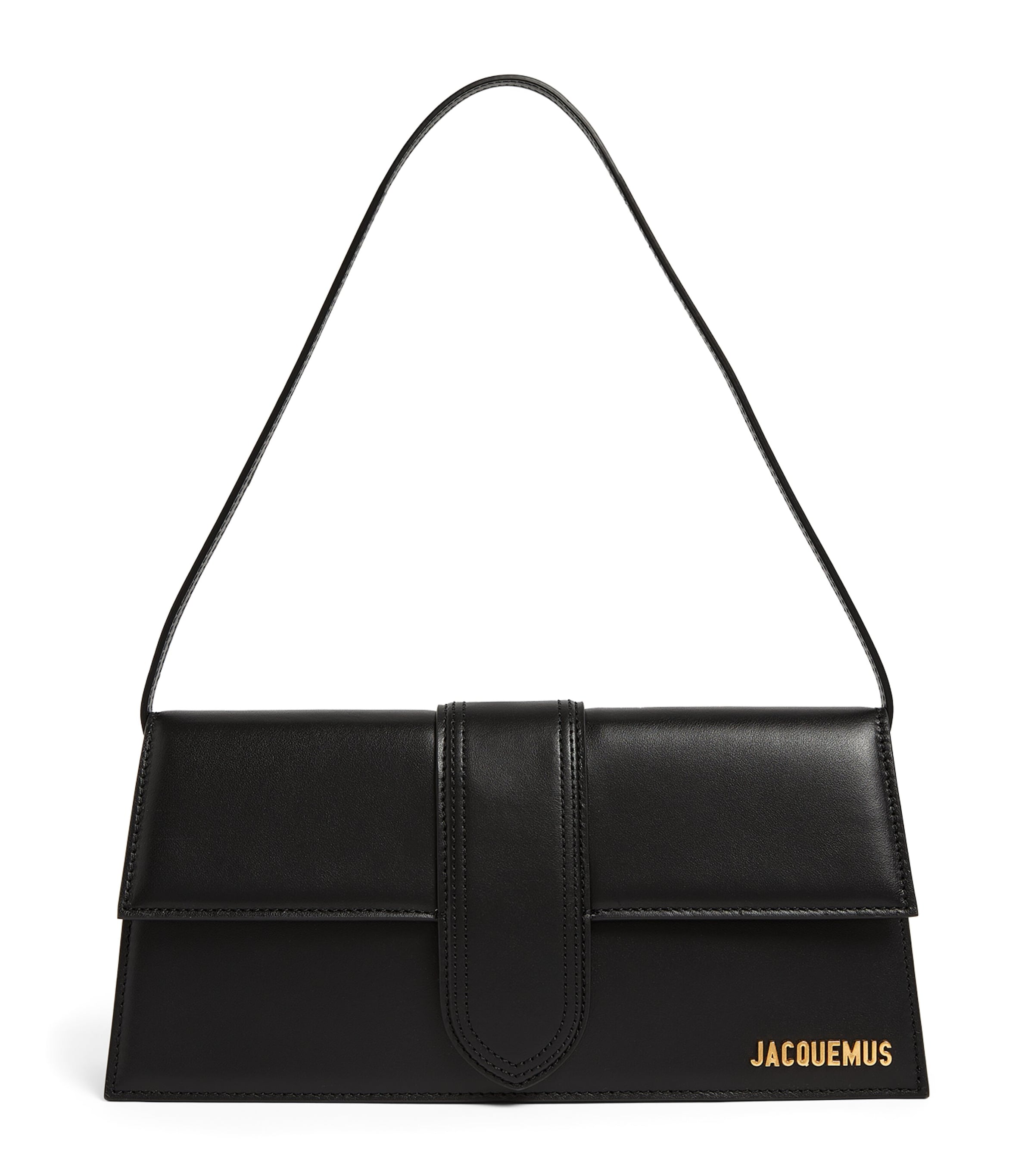 Jacquemus Leather Le Bambino Long Shoulder Bag In Black