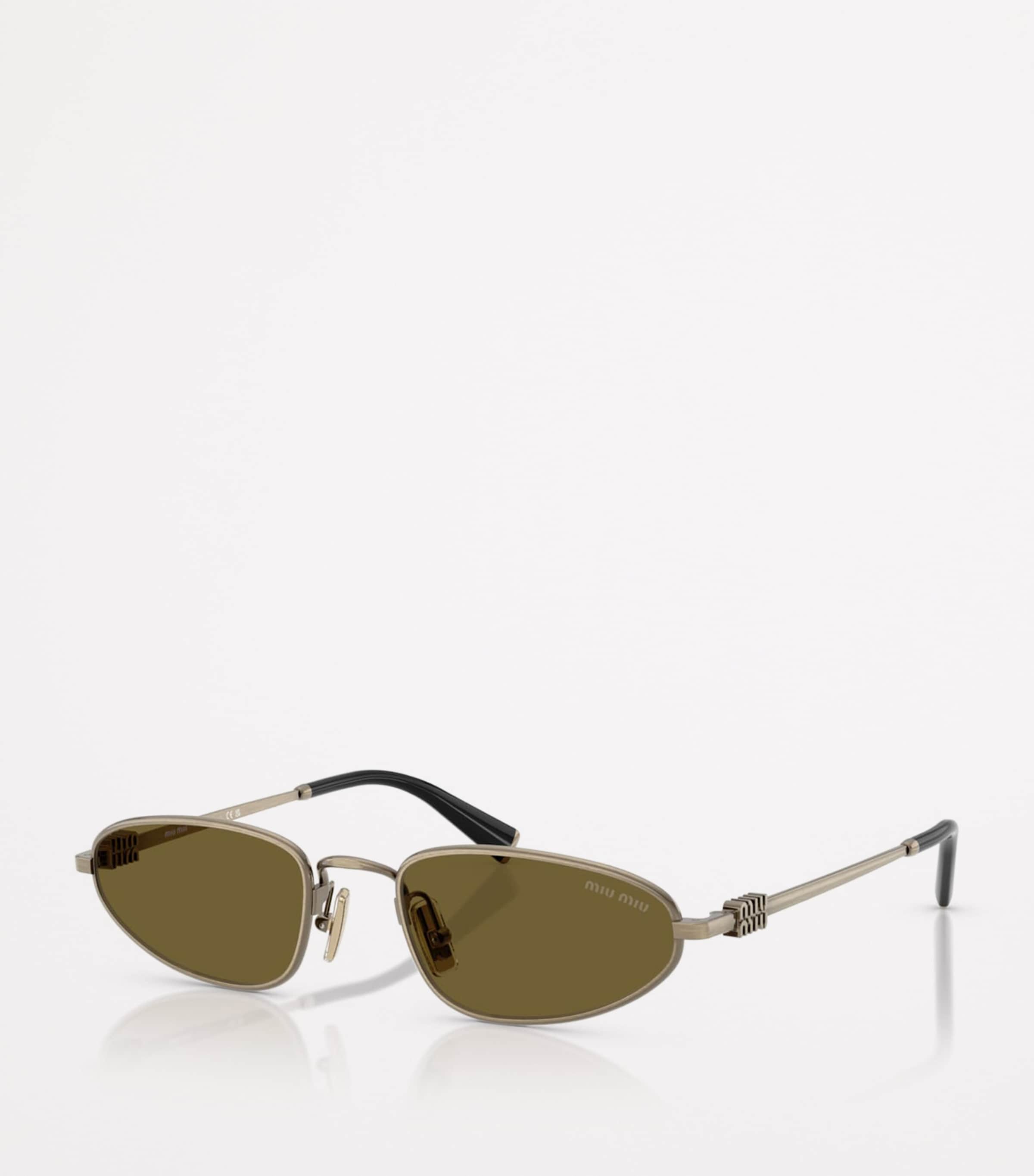 Miu Miu Metal Oval Sunglasses In Gold