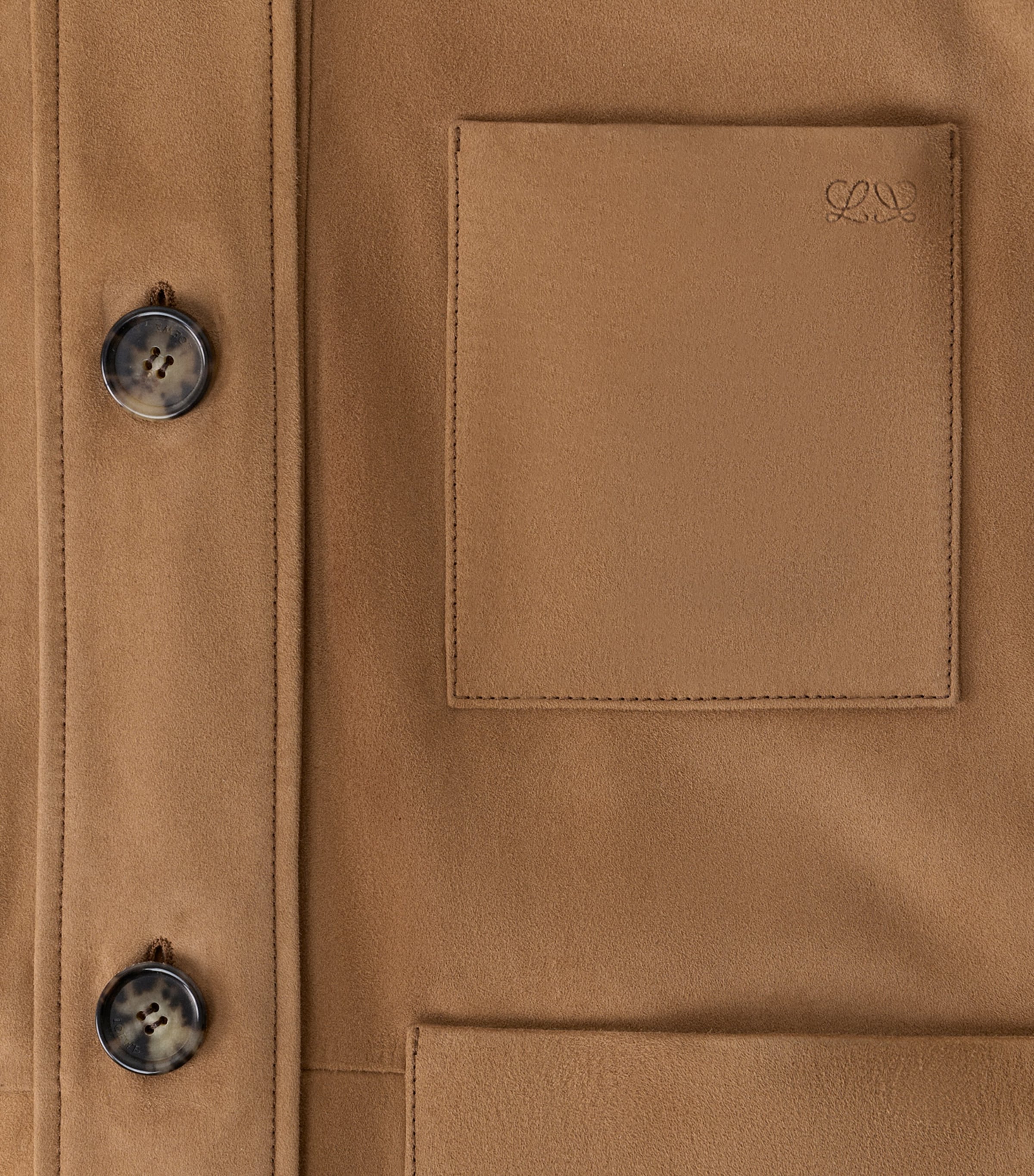 LOEWE Womens Suede Workwear Jacket Tan Image 7
