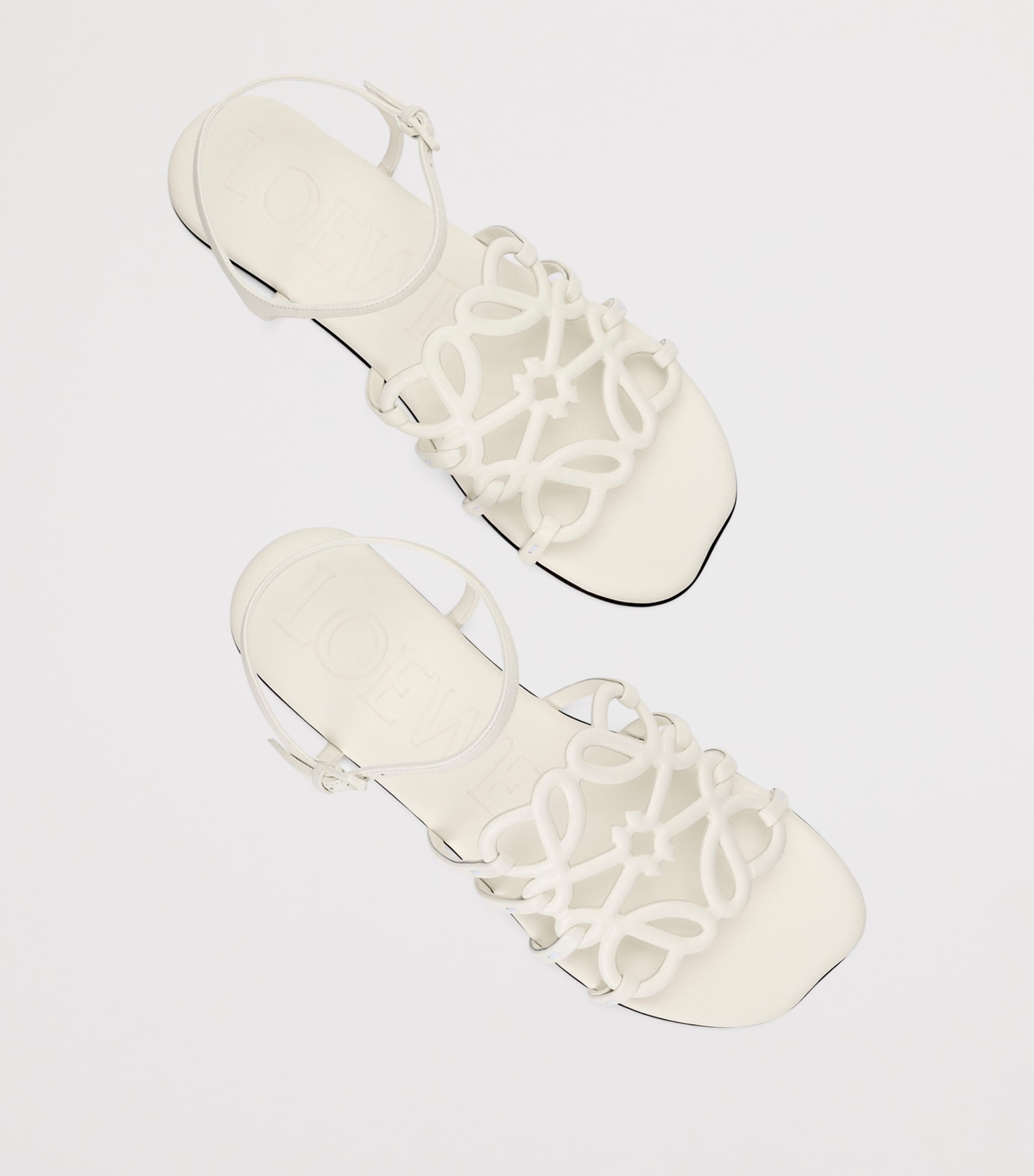 LOEWE x Paula's Ibiza Leather Petal Anagram Sandals White Image 3