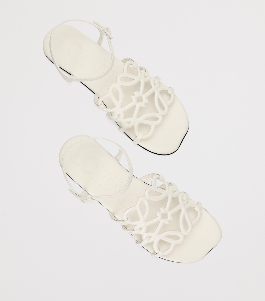 LOEWE x Paula's Ibiza Leather Petal Anagram Sandals White Image 3