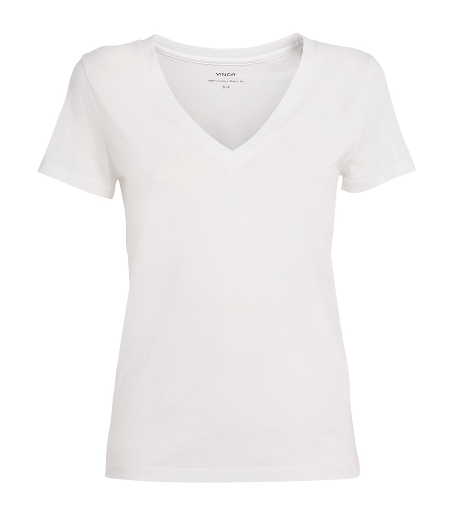 Pima Cotton V-Neck T-Shirt 137OWT OPTIC WHITE Image 1