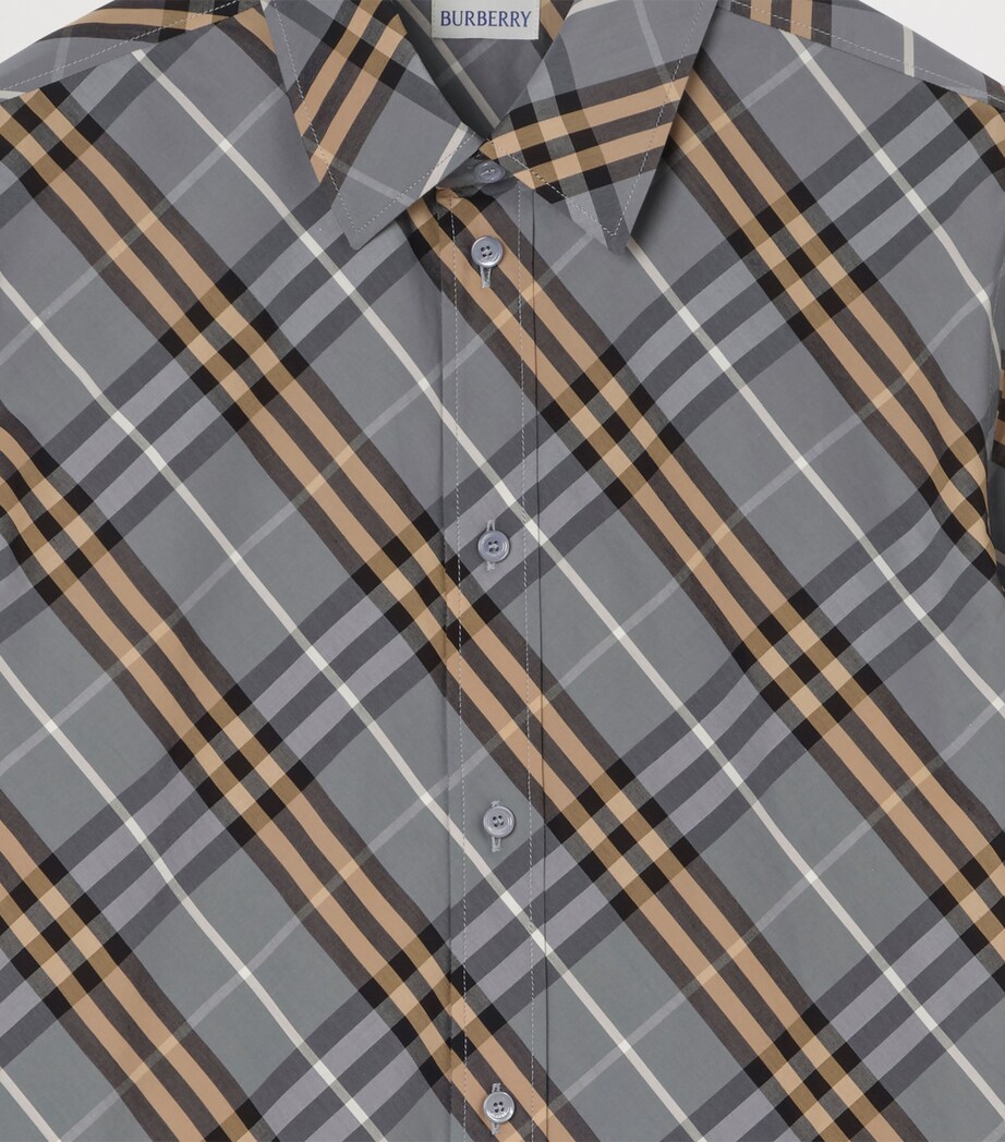 Burberry Mens Cotton Check Shirt Wave Blue Ip Check Image 2