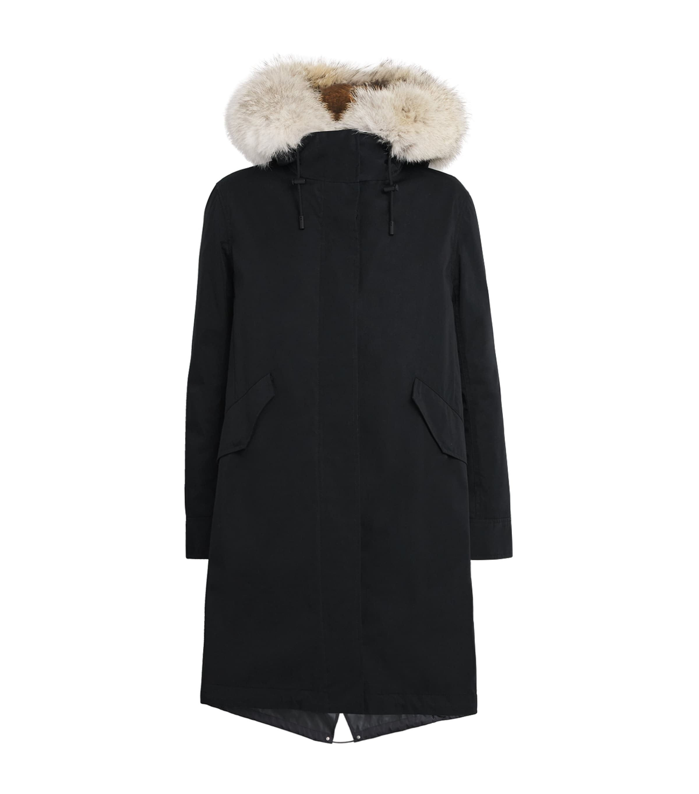 Yves Salomon Fox-rabbit Blended-cotton Parka In Black
