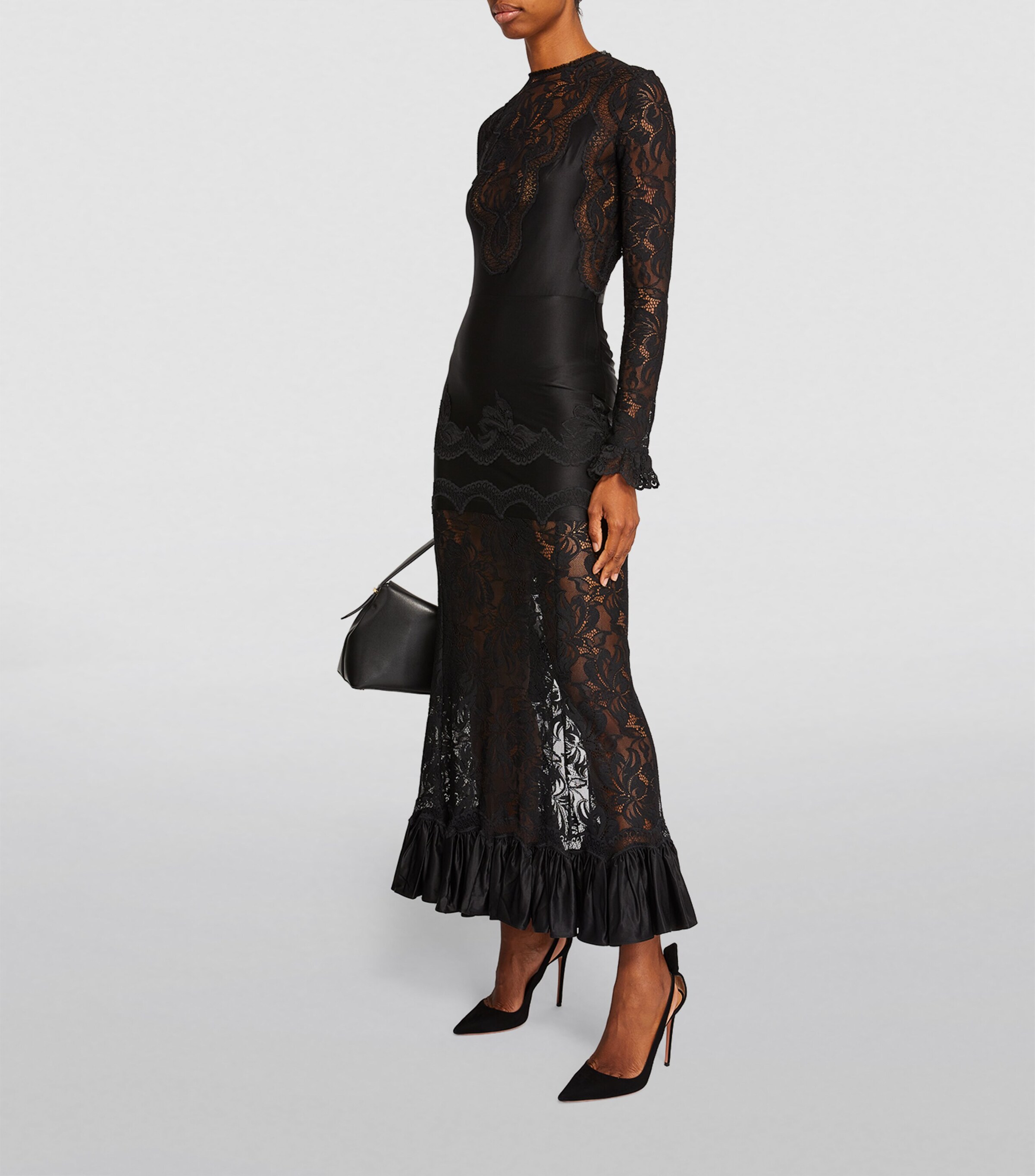 Suede Bow Tie Pumps 105 BLACK Image 4