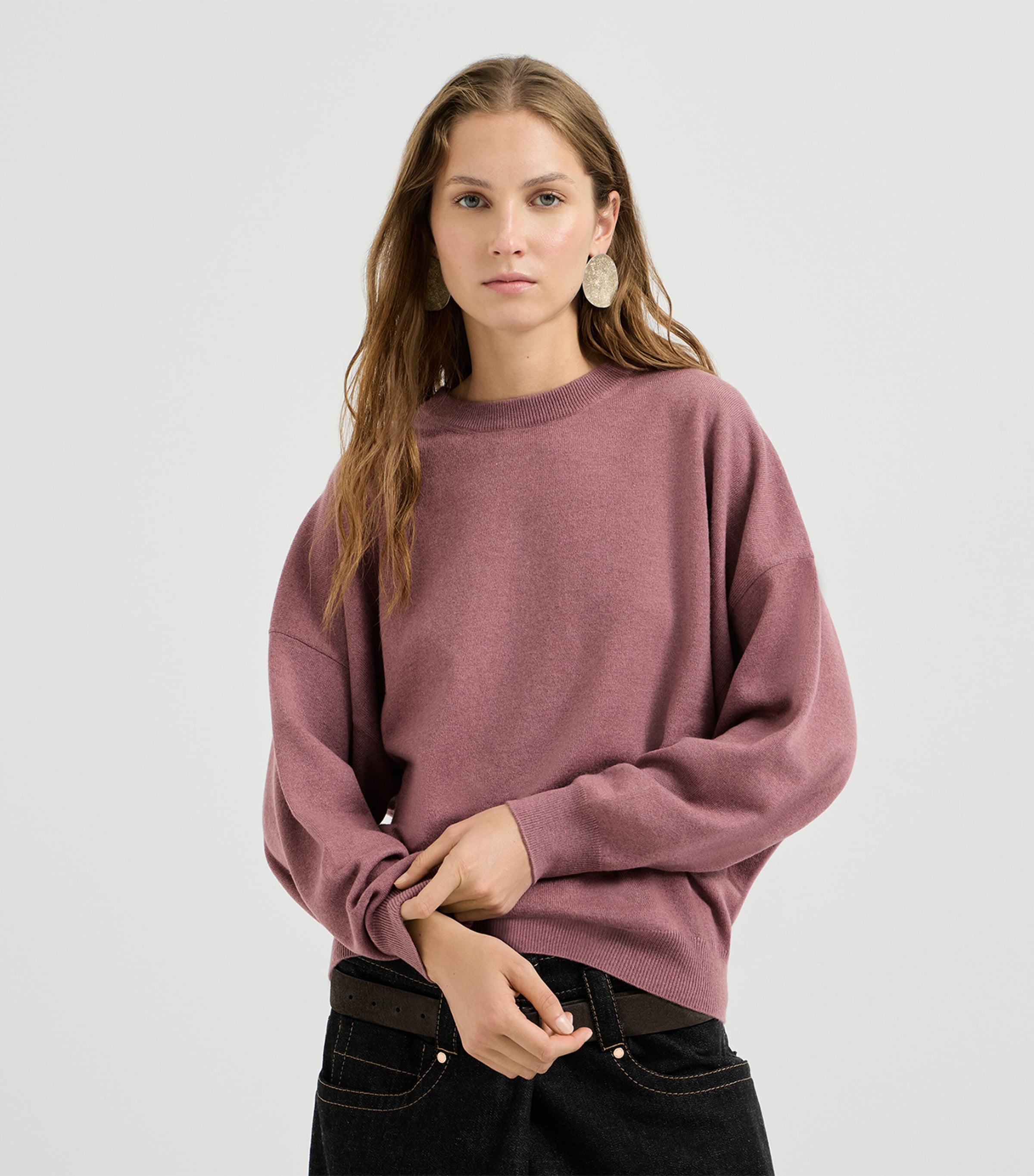 Brunello Cucinelli Womens Cashmere Crew-Neck Sweater Old Rose Image 4