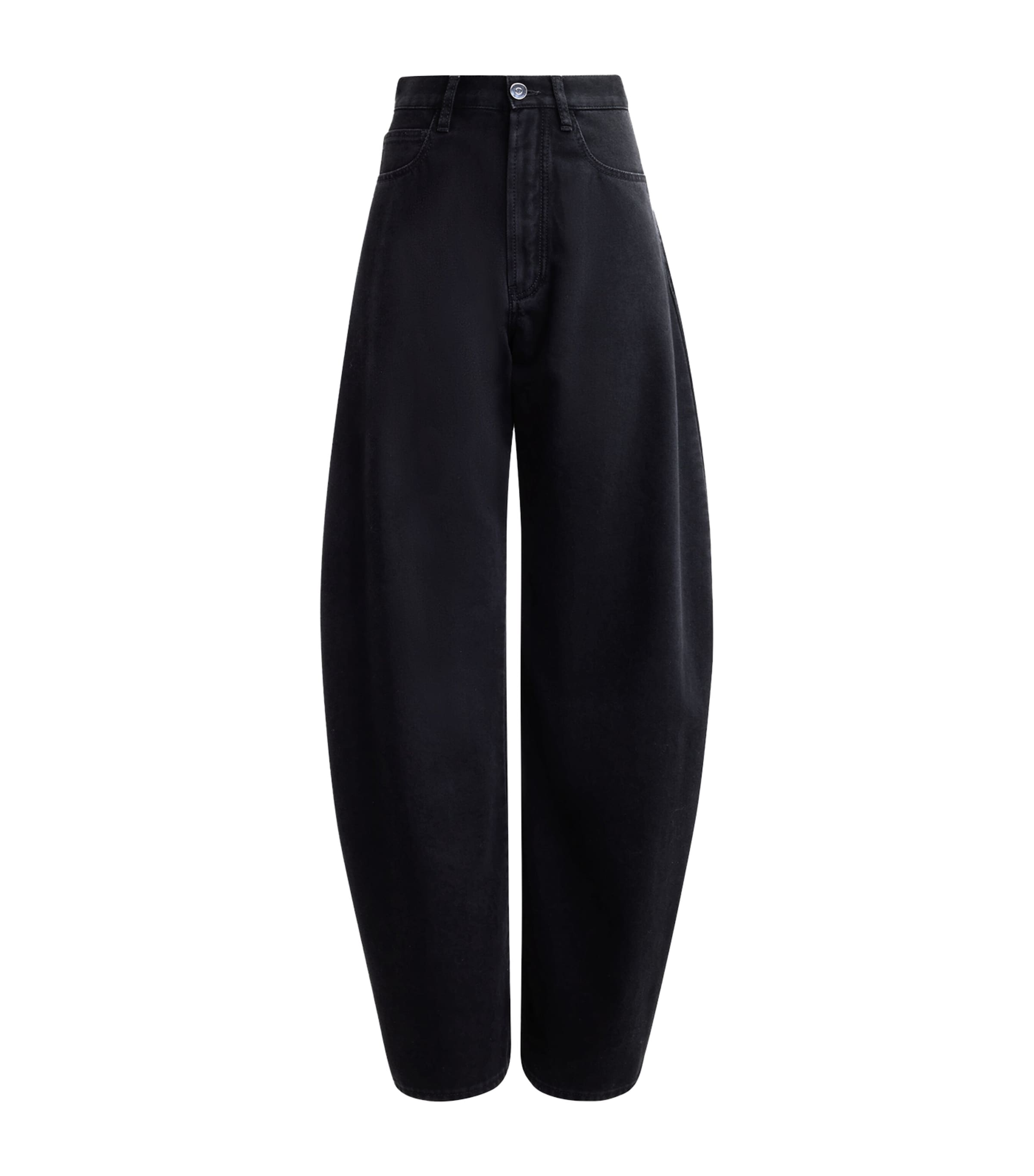 Shop Alaïa Round Wide-leg Jeans In Black