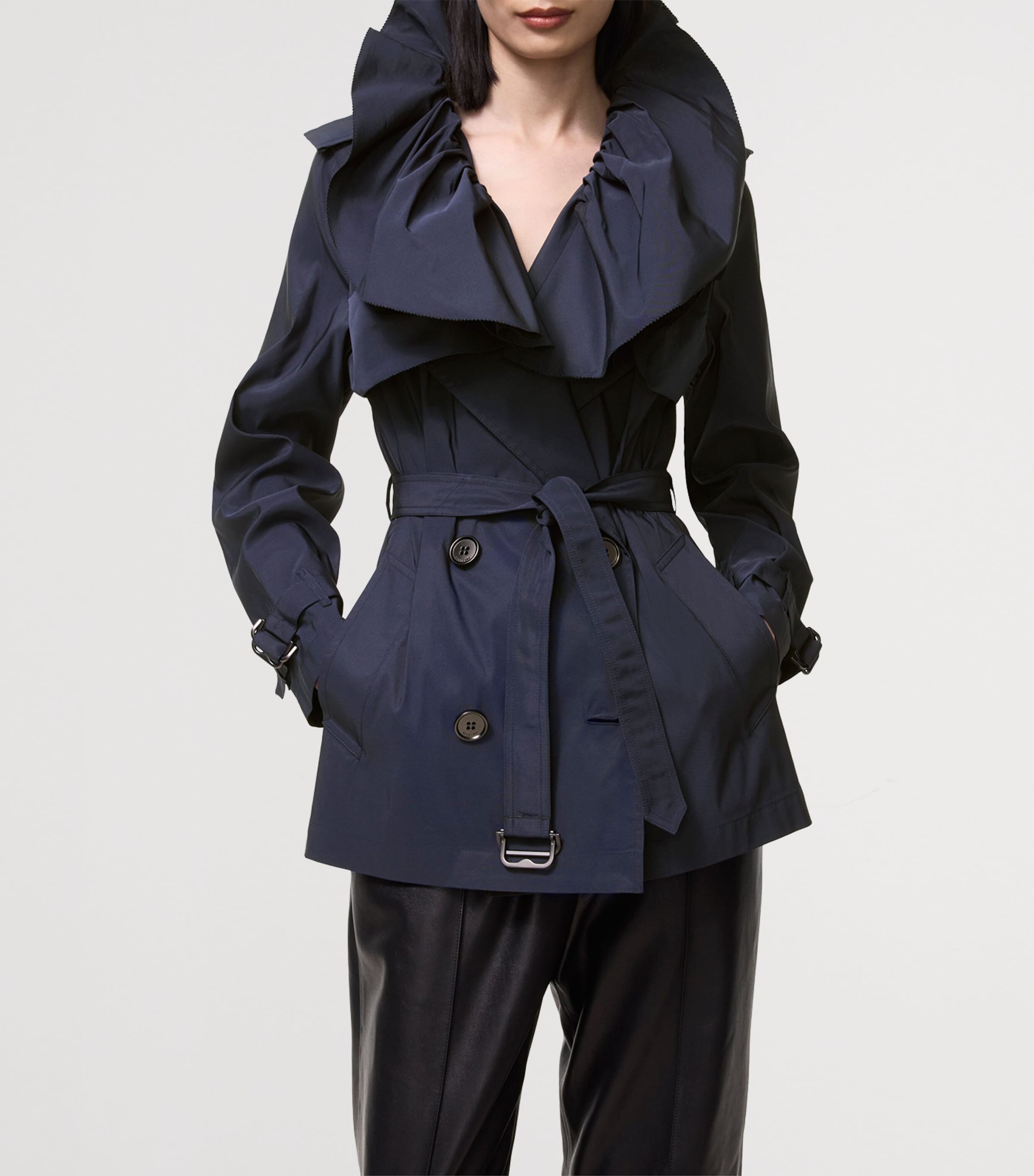 Burberry Womens Faille Clare Trench Coat Dark Ink Blue Image 4