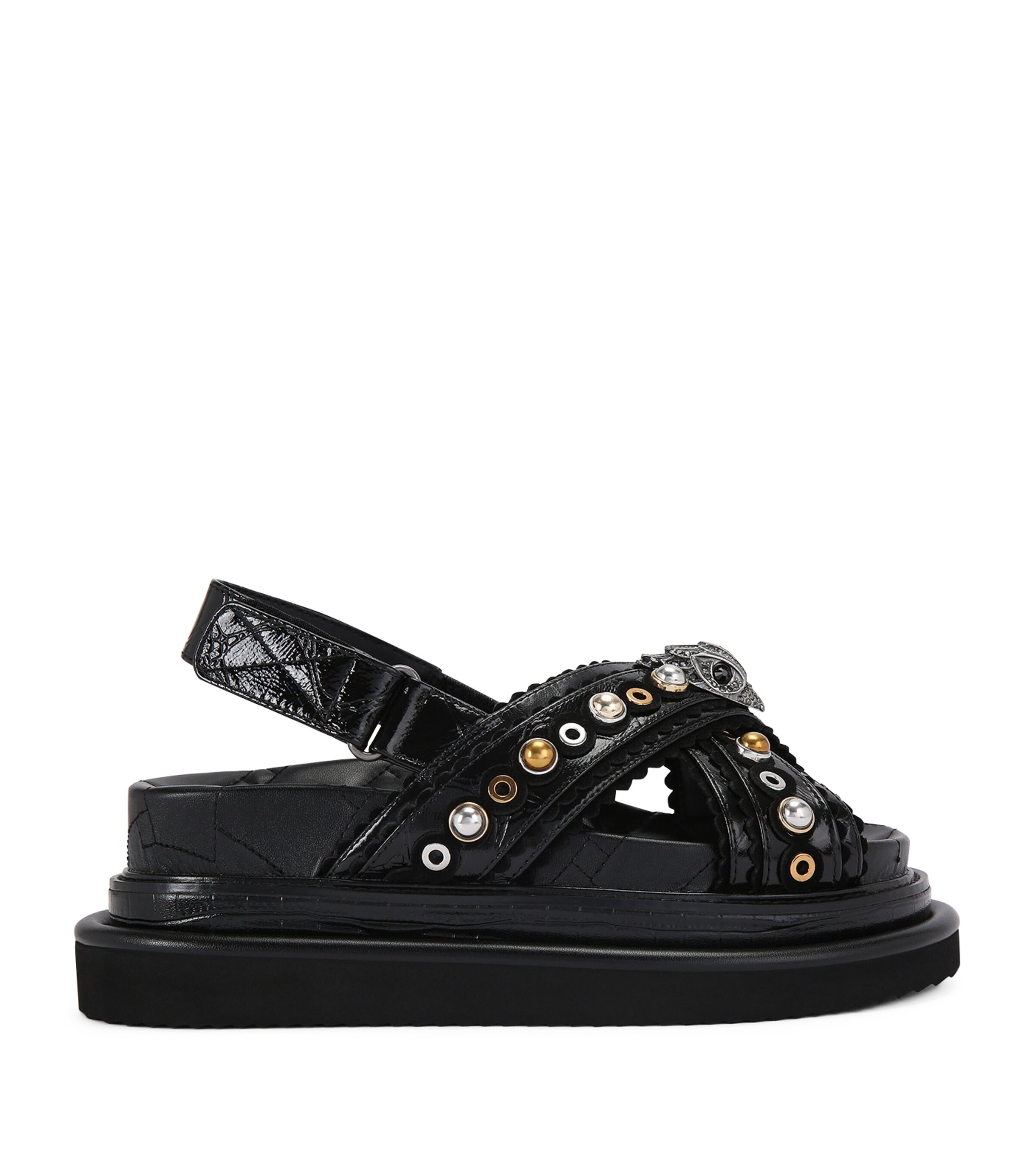 Kurt Geiger London Leather Orson Cross-Strap Sandals Black Image 1