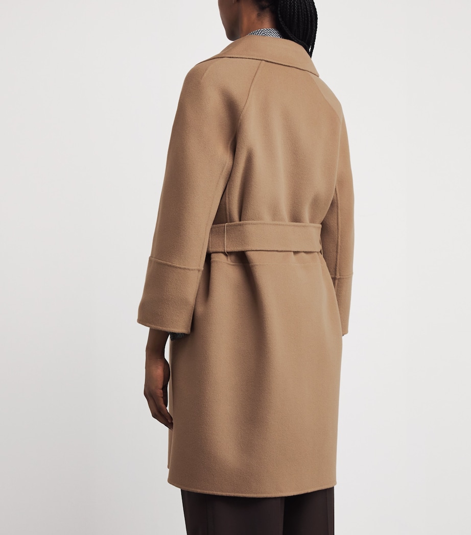 Virgin Wool Short Wrap Coat CAMEL Image 4