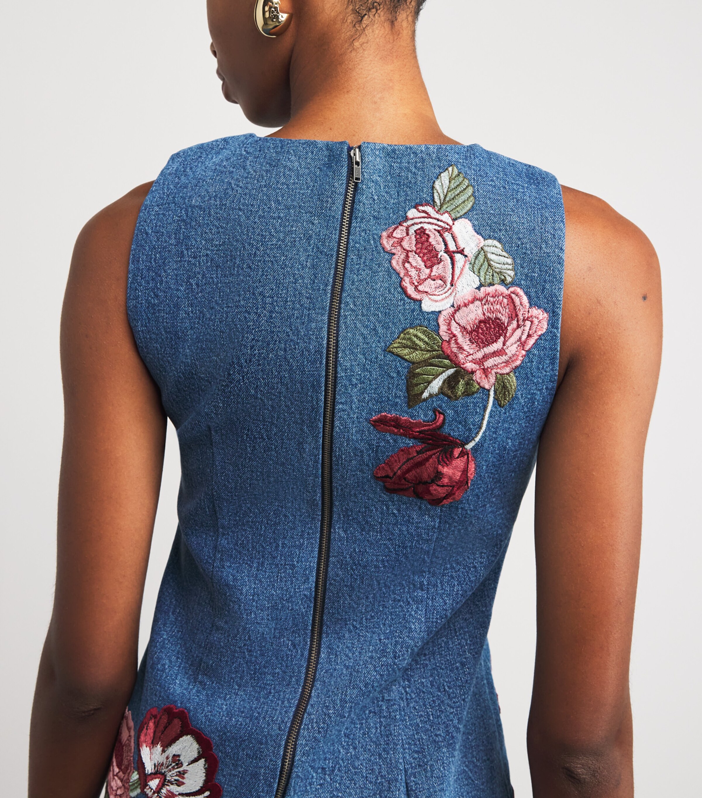 Denim Embroidered Mini Dress BRKLYN BLUE/MLT F437 Image 6