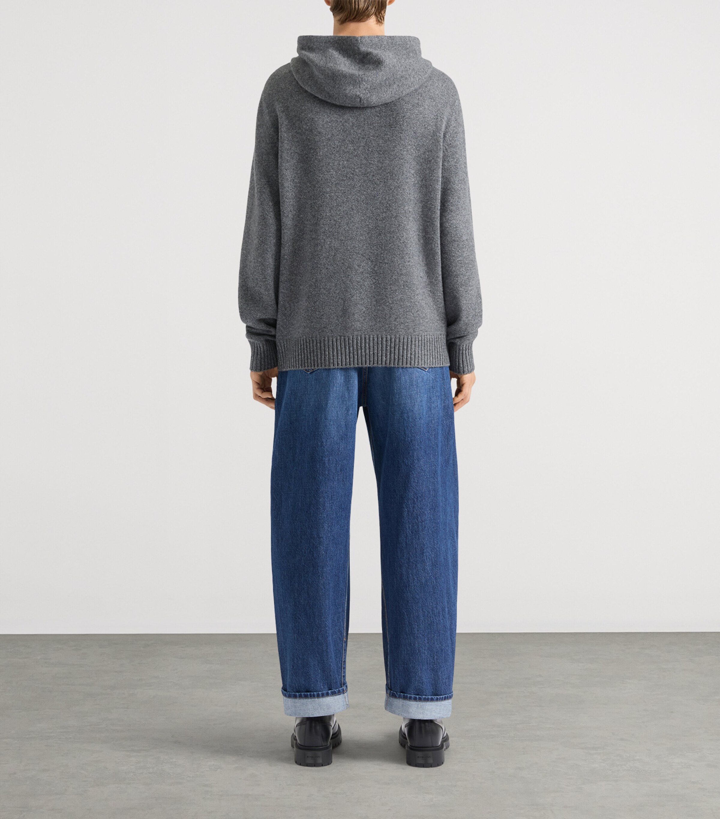 Cotton Knitted Hoodie GREY MIX Image 3