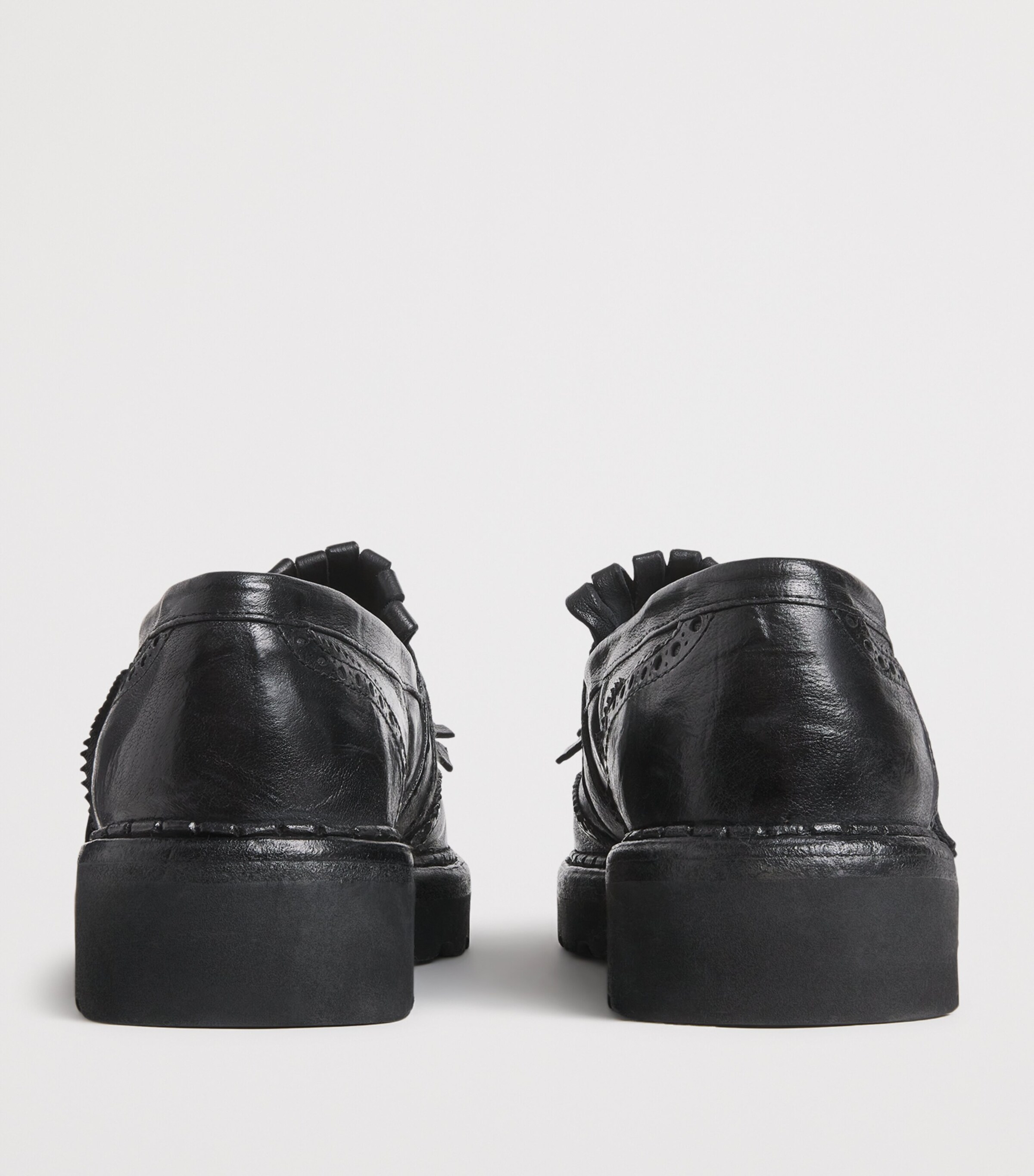 Eleventy Leather Fringed Derby Shoes Nero Image 4