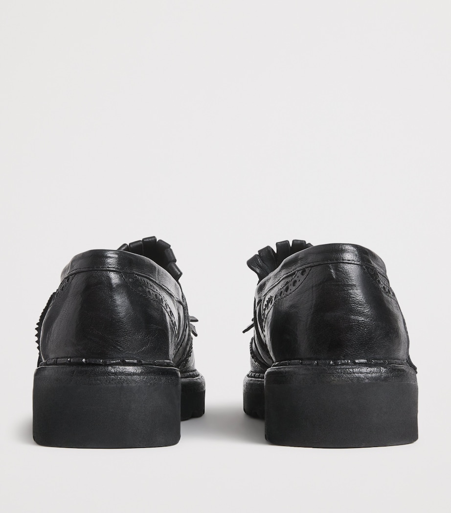 Eleventy Leather Fringed Derby Shoes Nero Image 4