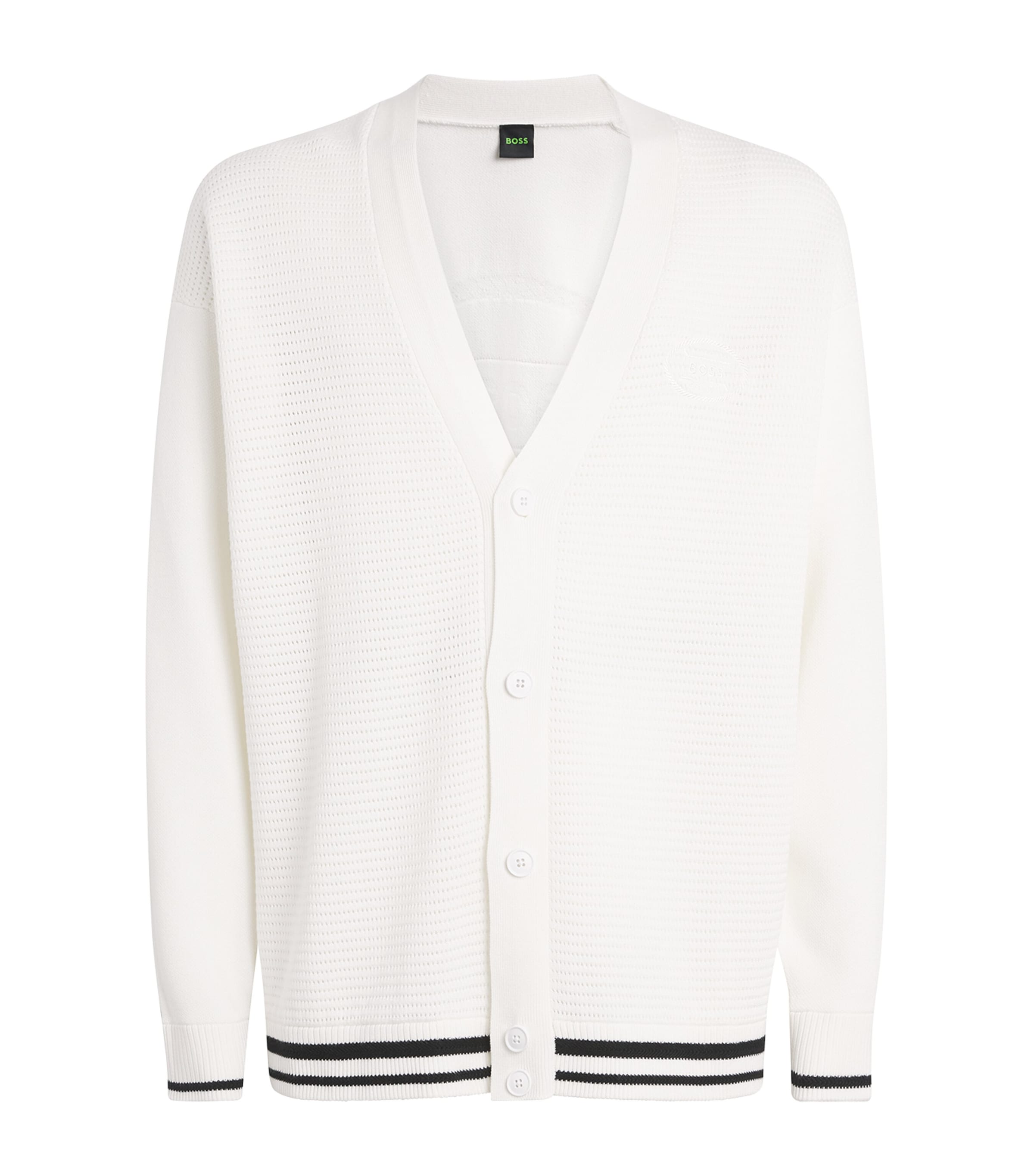 Hugo Boss Heritage V-neck Cardigan In White