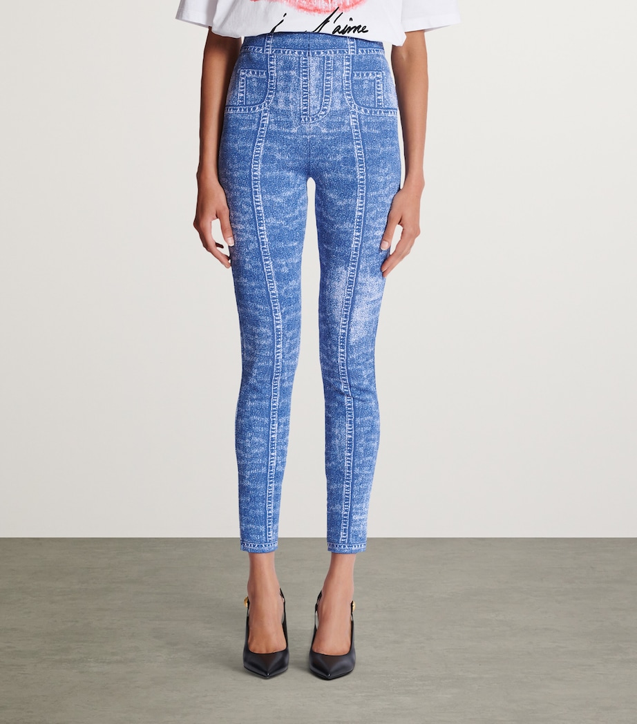 High-Waist Denim-Effect Leggings 6FF BLEU JEAN Image 2