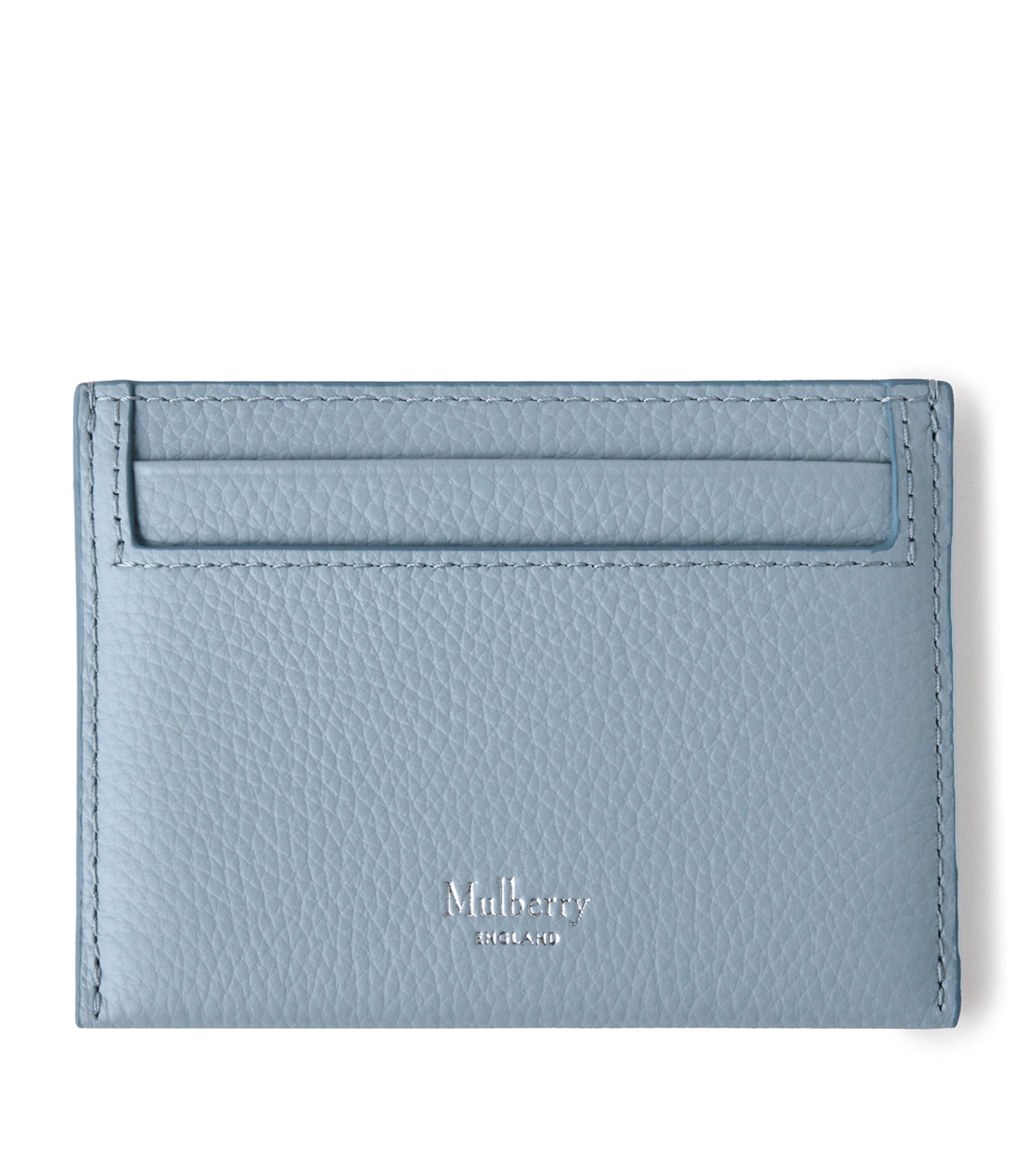 Mulberry Leather Logo Card Holder In Blue