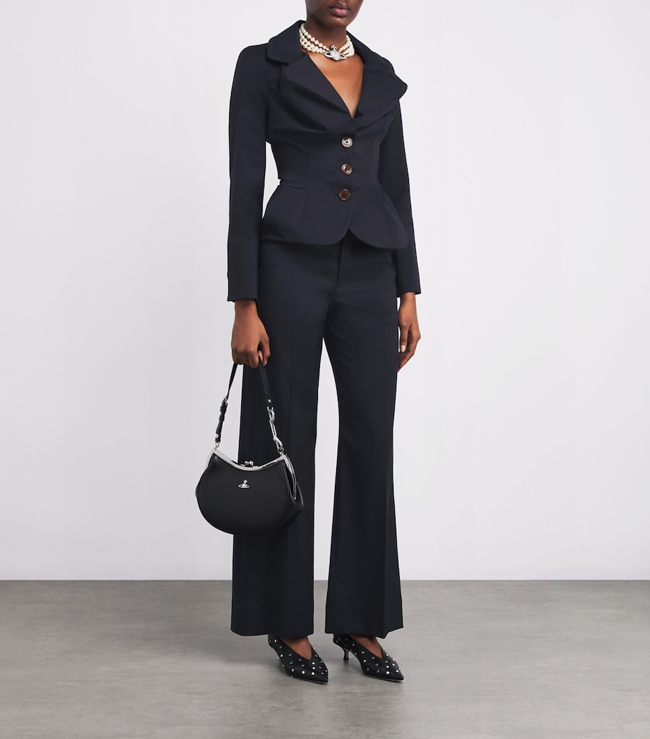 Virgin Wool Asymmetric Drunken Jacket K401 NAVY Image 2