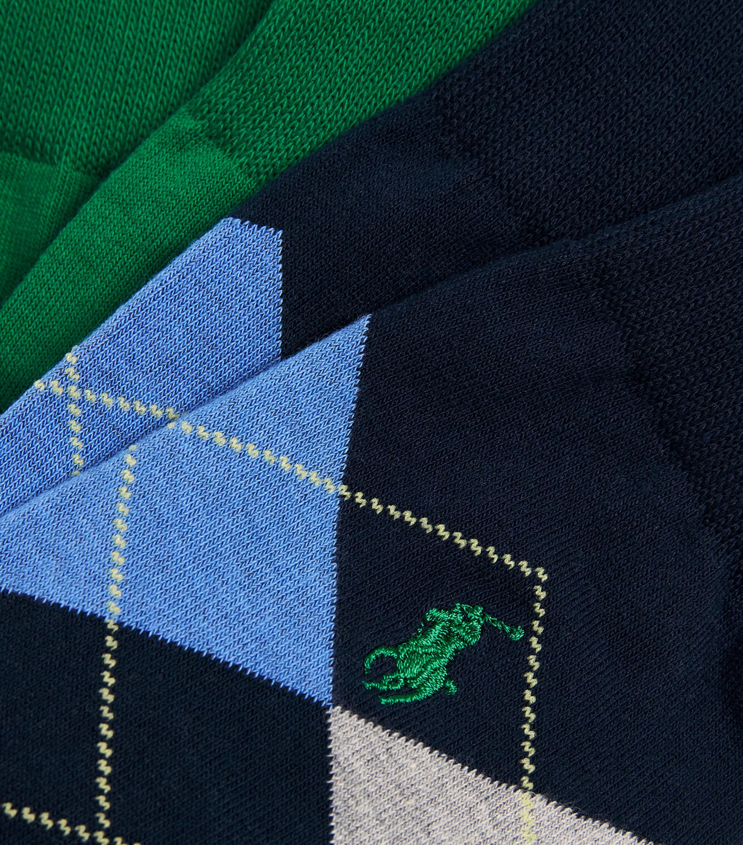 Polo Ralph Lauren Mens Cotton-Blend Polo Pony Socks (Pack of 2) Navy/green Image 2