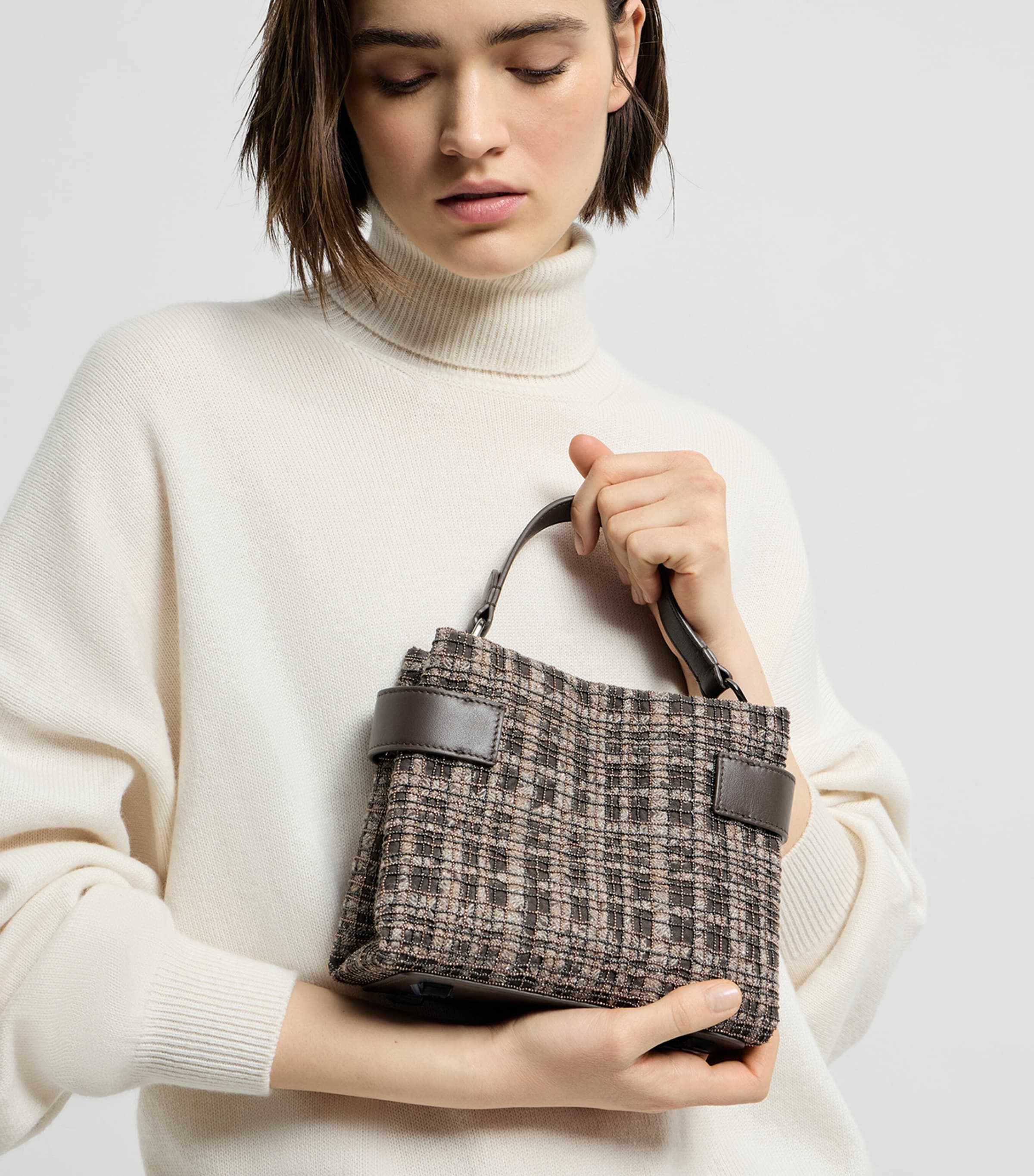 Brunello Cucinelli Small Tweed Essence Cross-Body Bag Image 4