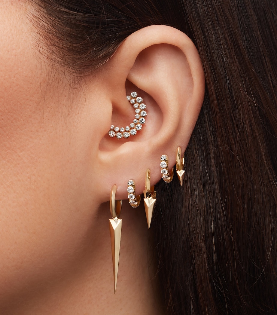 Yellow Gold Faceted Grand Spike Hoop Earring (9.5mm) YELLOW GOLD Image 3