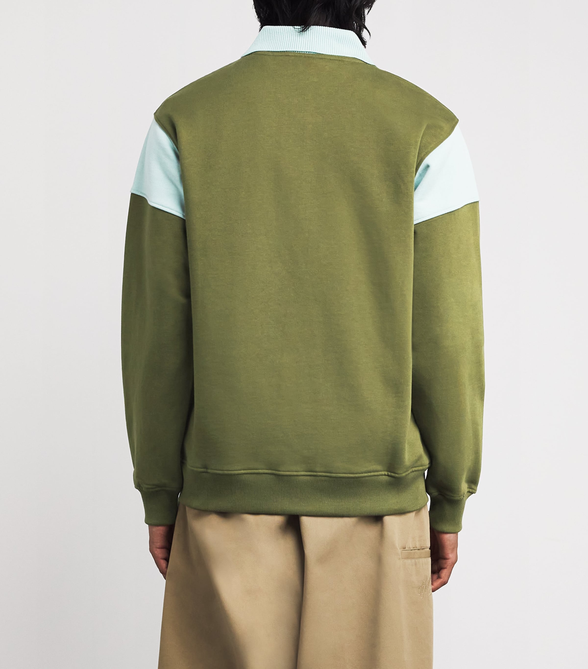 Drôle De Monsieur Mens Logo Rugby Sweatshirt Light Kaki Image 4