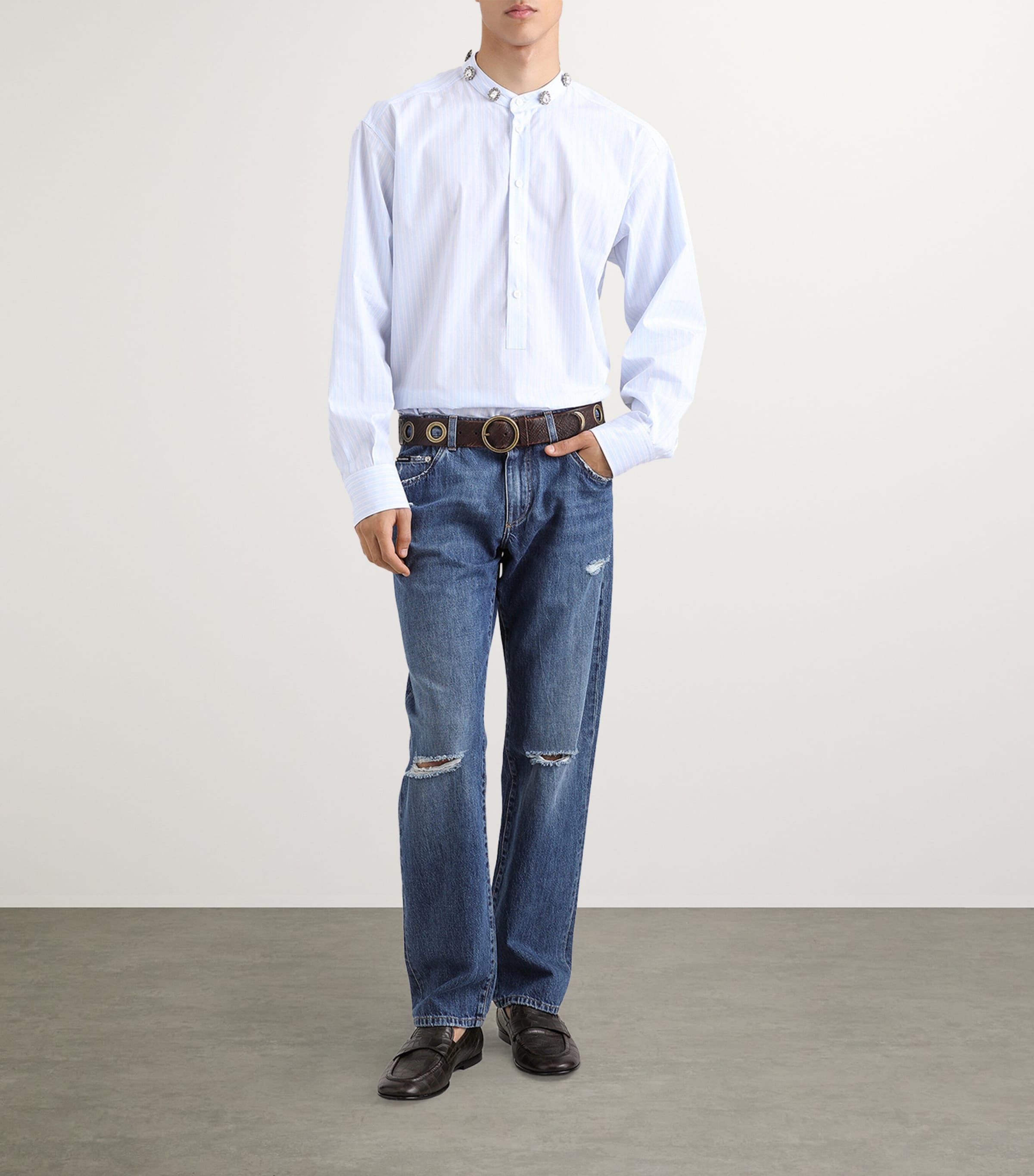 Straight Leg Distressed Jeans S9001-COMBINED Image 2