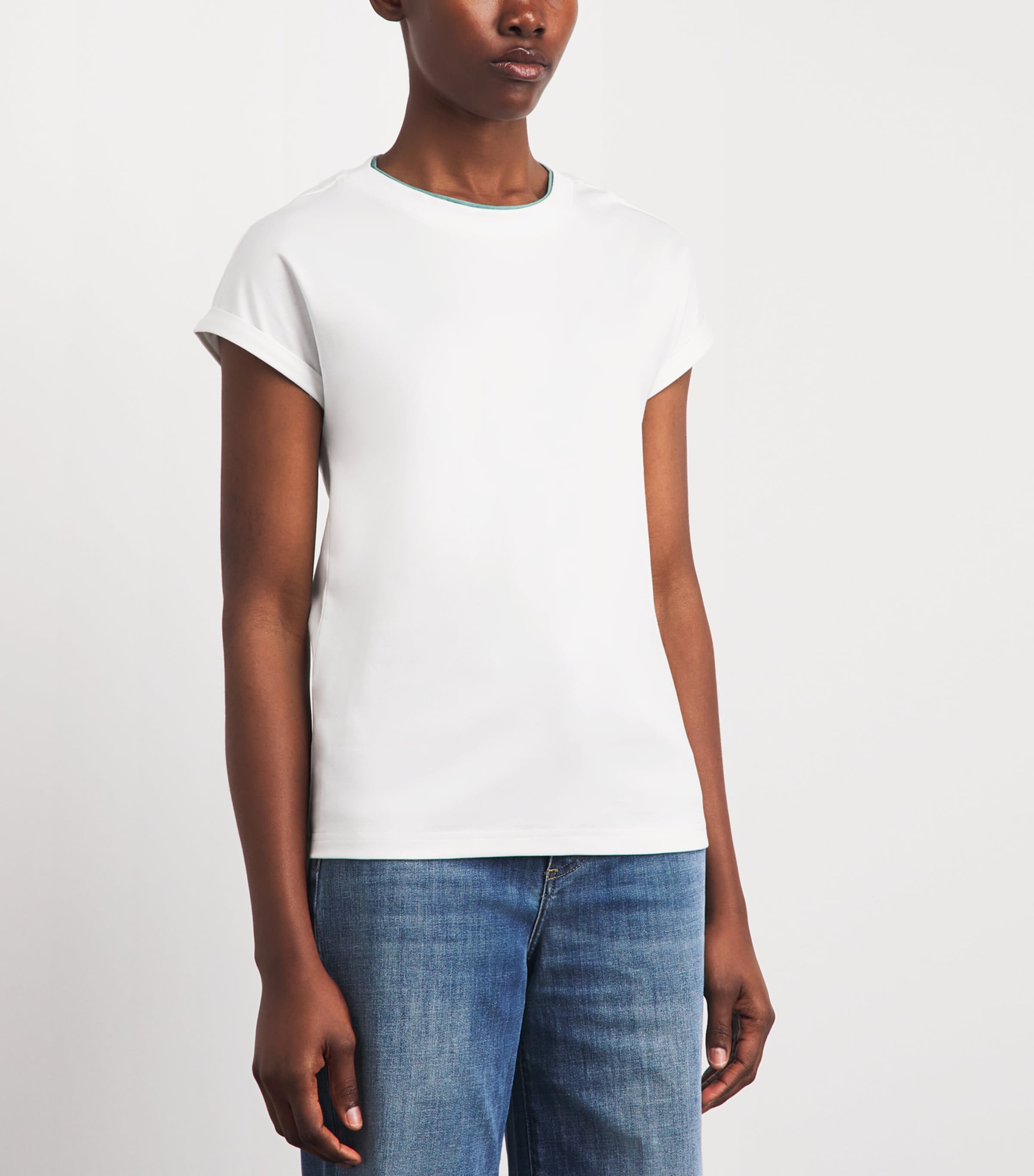 Eleventy Womens Cotton Layered T-Shirt Bianco, Giada Image 4