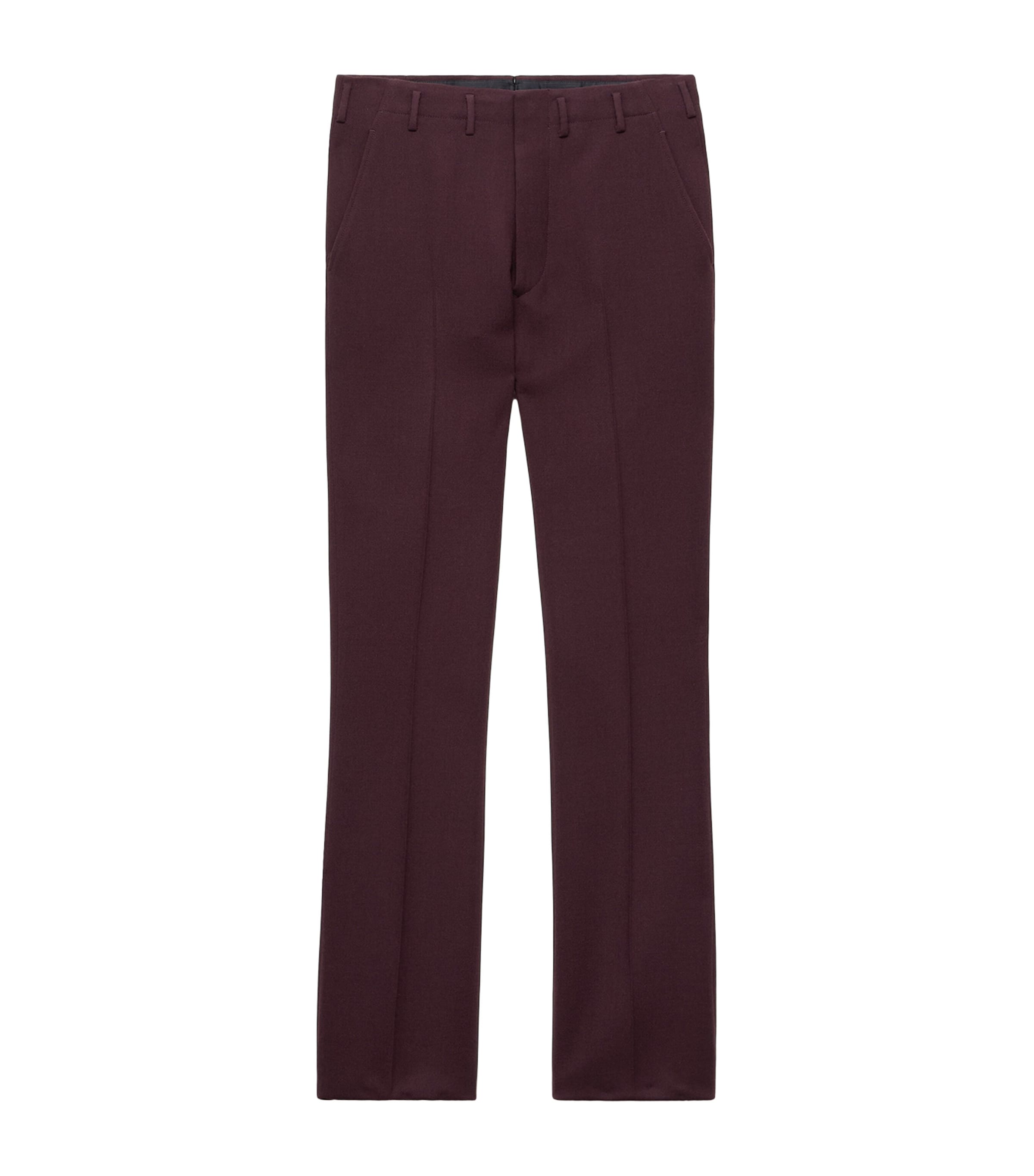 Prada Mens Wool Straight-Leg Trousers Purple Image 1