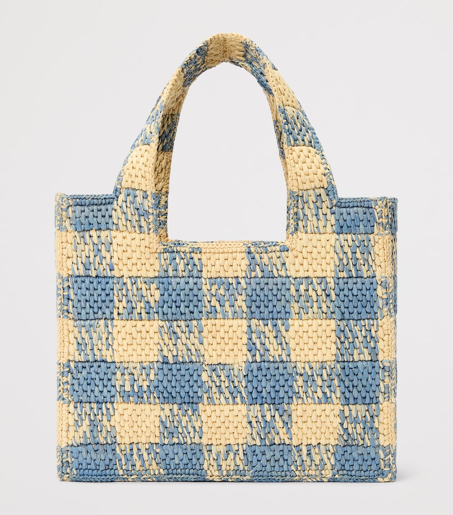 x Paula's Ibiza Small Gingham Font Tote Bag NATURAL/LIGHT BLUE Image 4