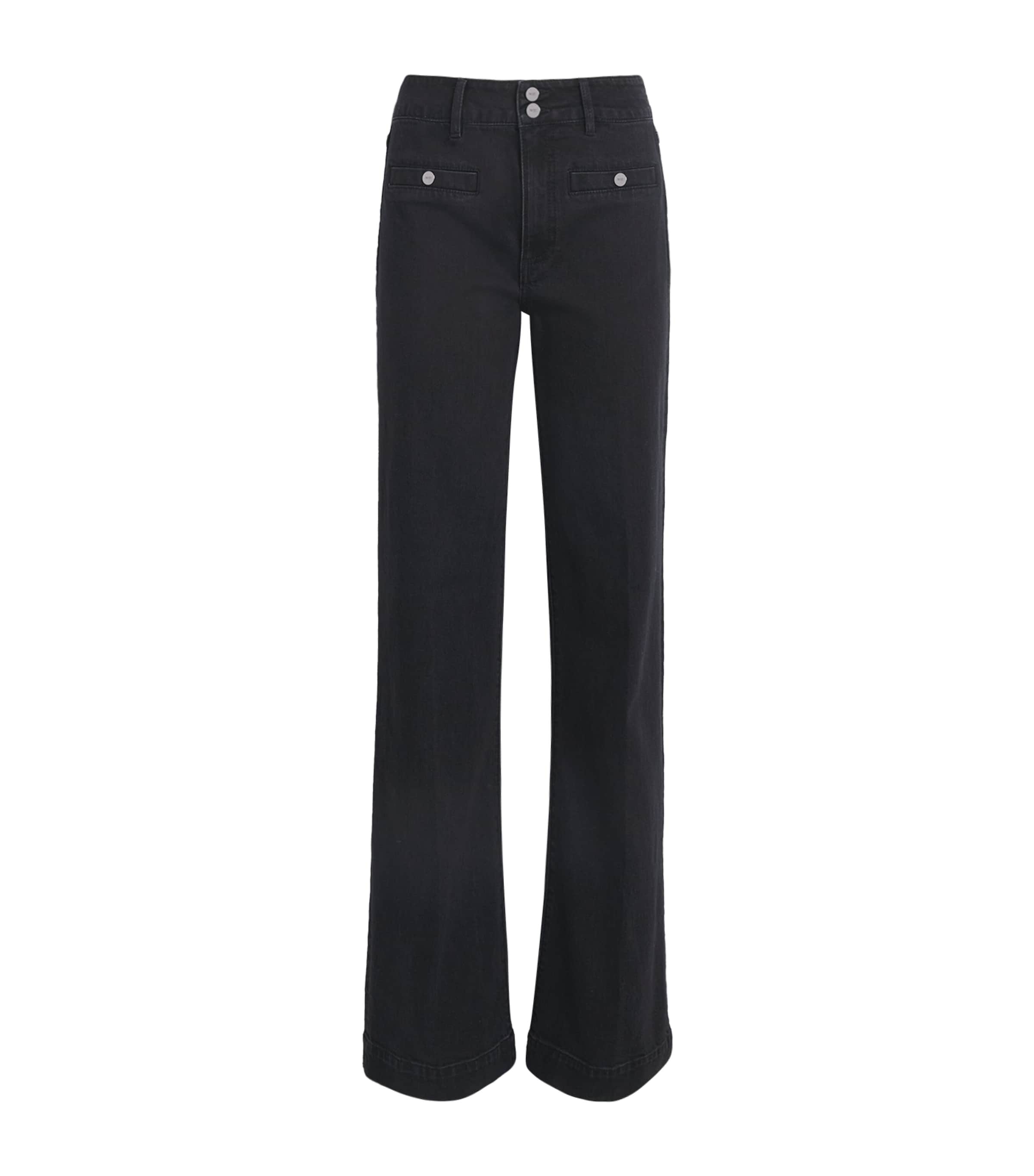 Paige Leenah Slim Wide-leg Jeans In Black