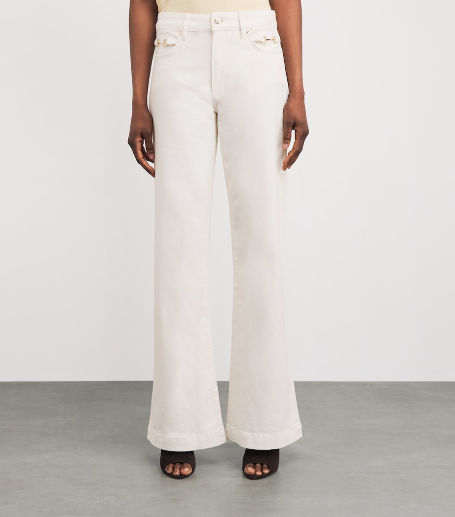 PAIGE Womens Leenah Wide-Leg Jeans Tonal Ecru Image 4