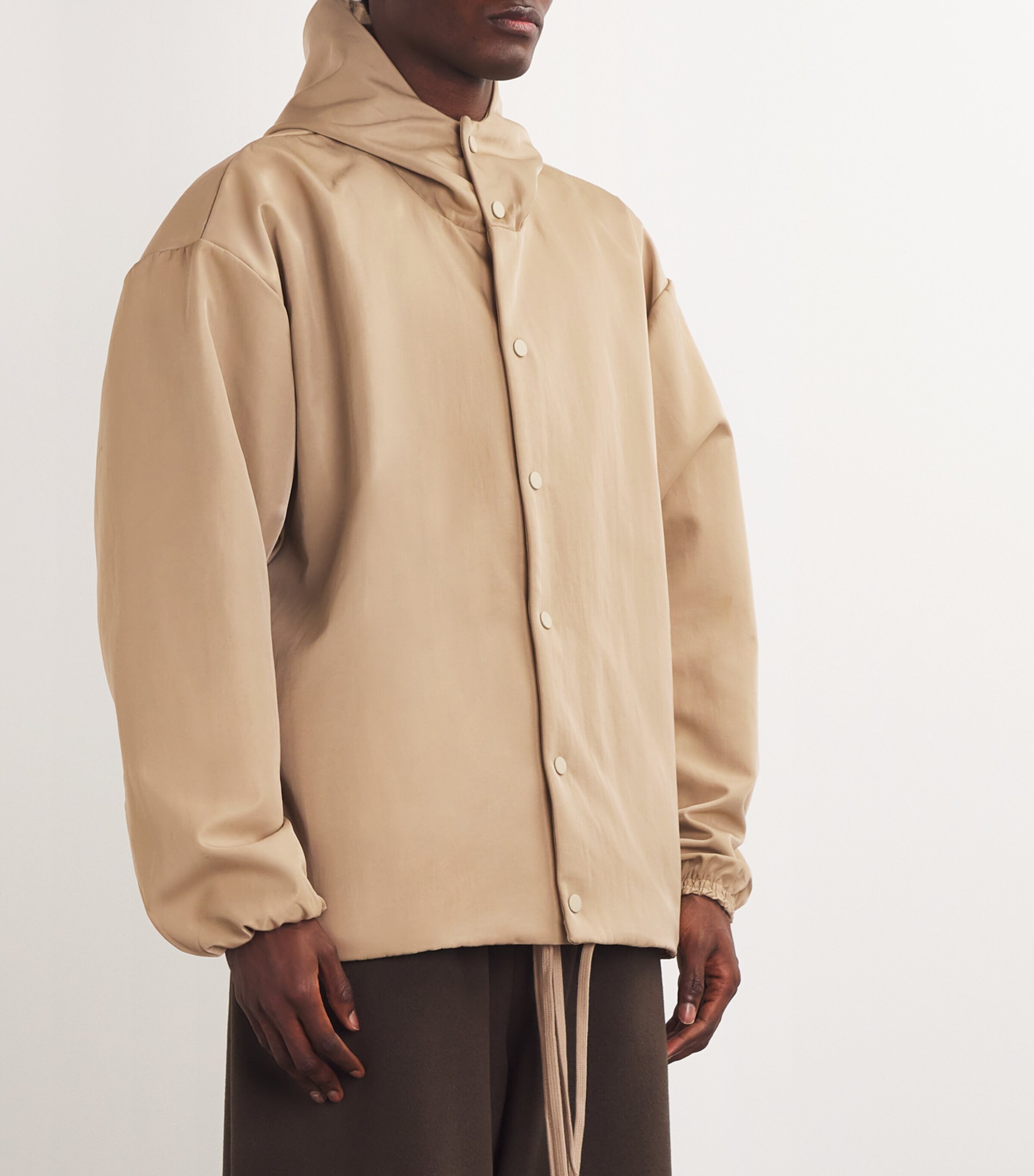 FEAR OF GOD ESSENTIALS Mens Recycled Nylon Bomber Jacket Desert Sand Image 3