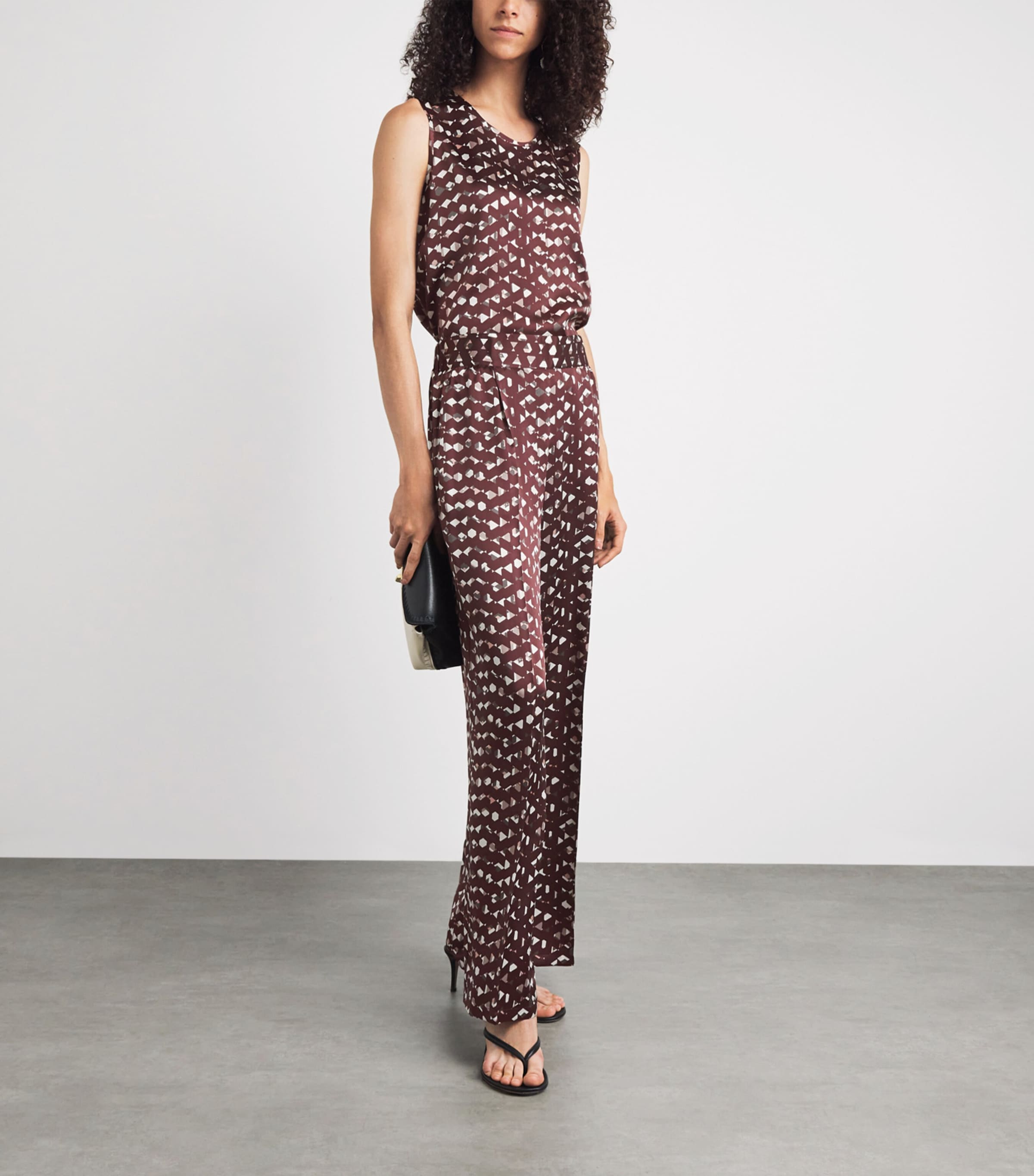 Kiton Womens Silk Printed Trousers Bordeaux Print Image 2