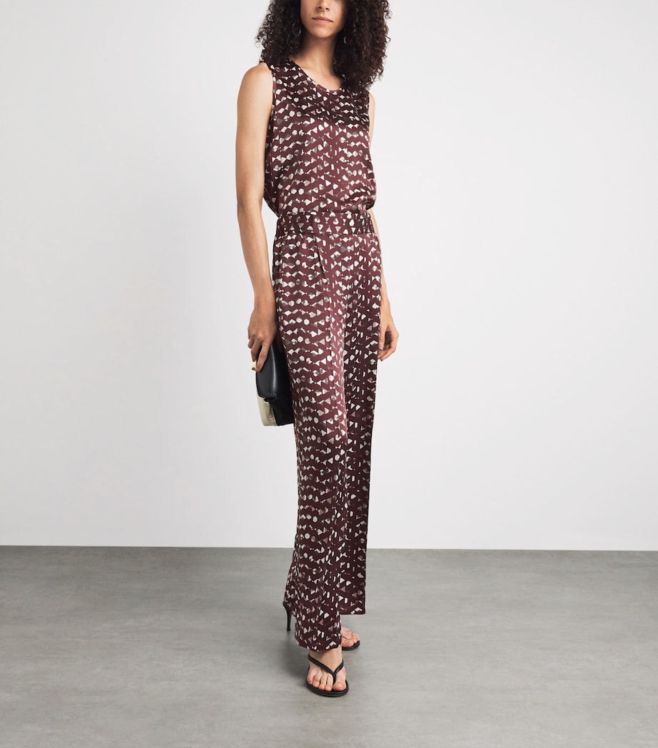 Kiton Womens Silk Printed Trousers Bordeaux Print Image 2