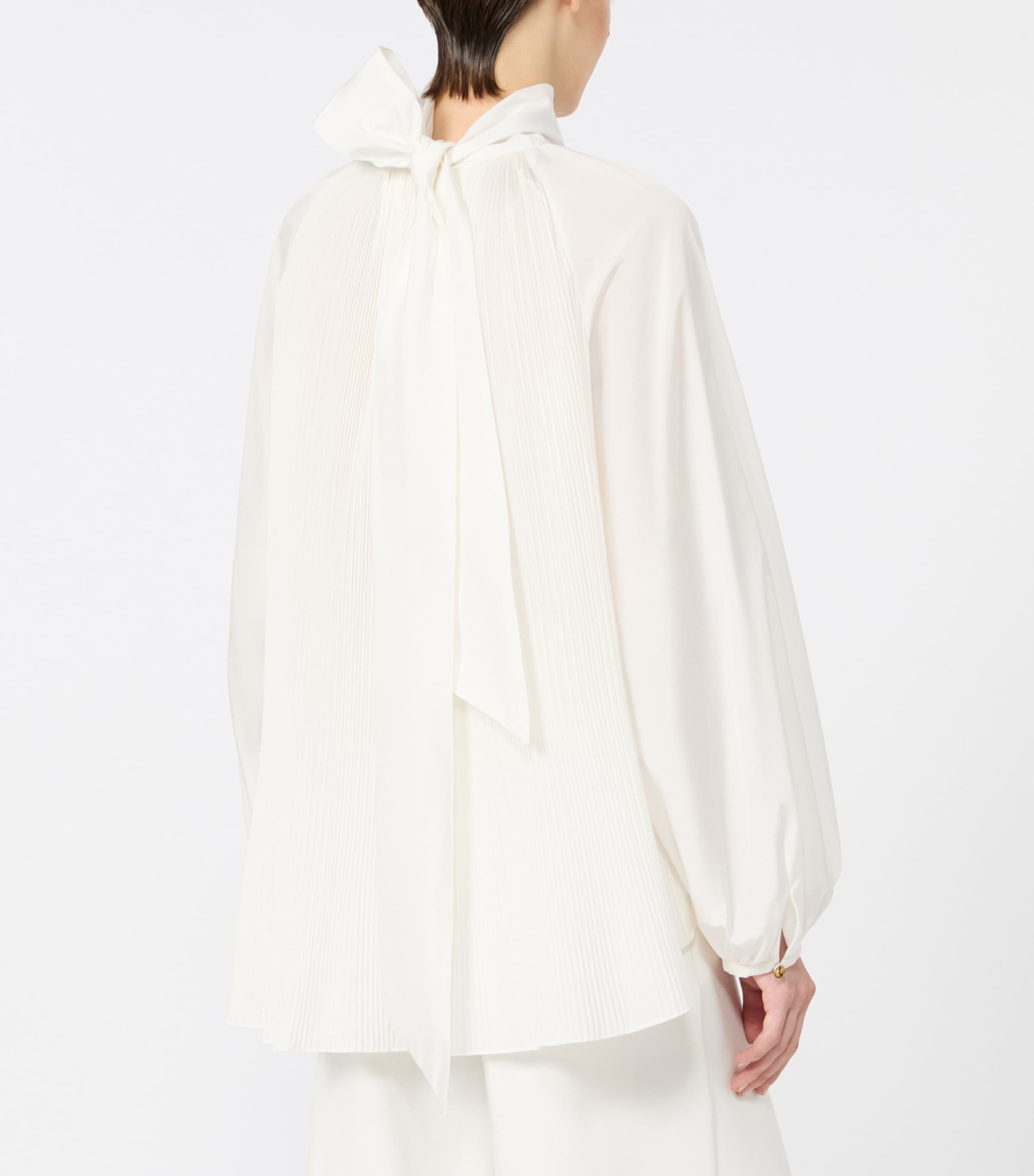 Max Mara Womens Pleated Pussybow Blouse White Image 4