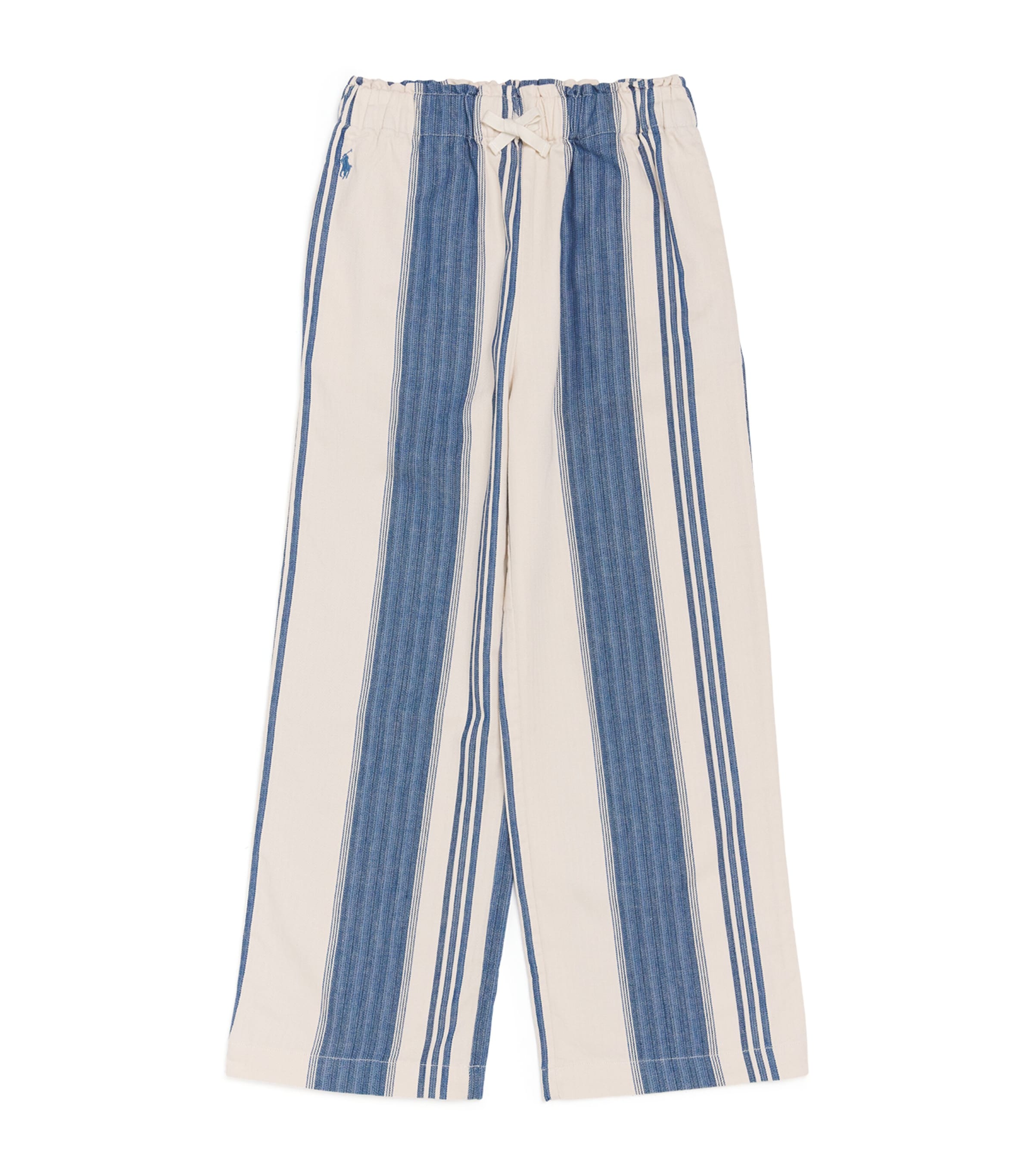 Cotton Stripe Trousers (7-16 Years) CRM/BLU Image 1